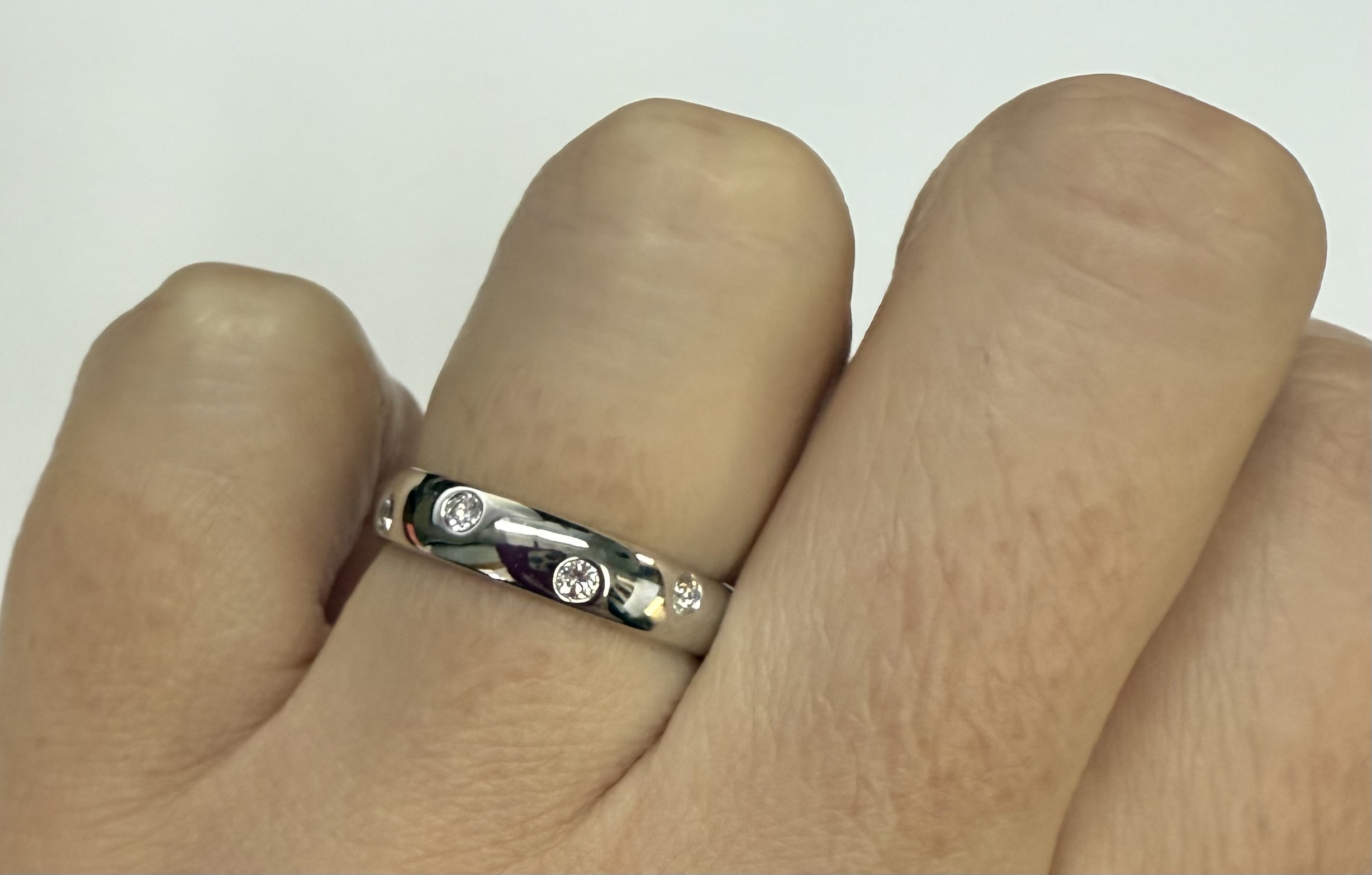 14k White Gold Genuine .18 Cttw Round Brilliant Cut Diamond Scattered Band - Image 14