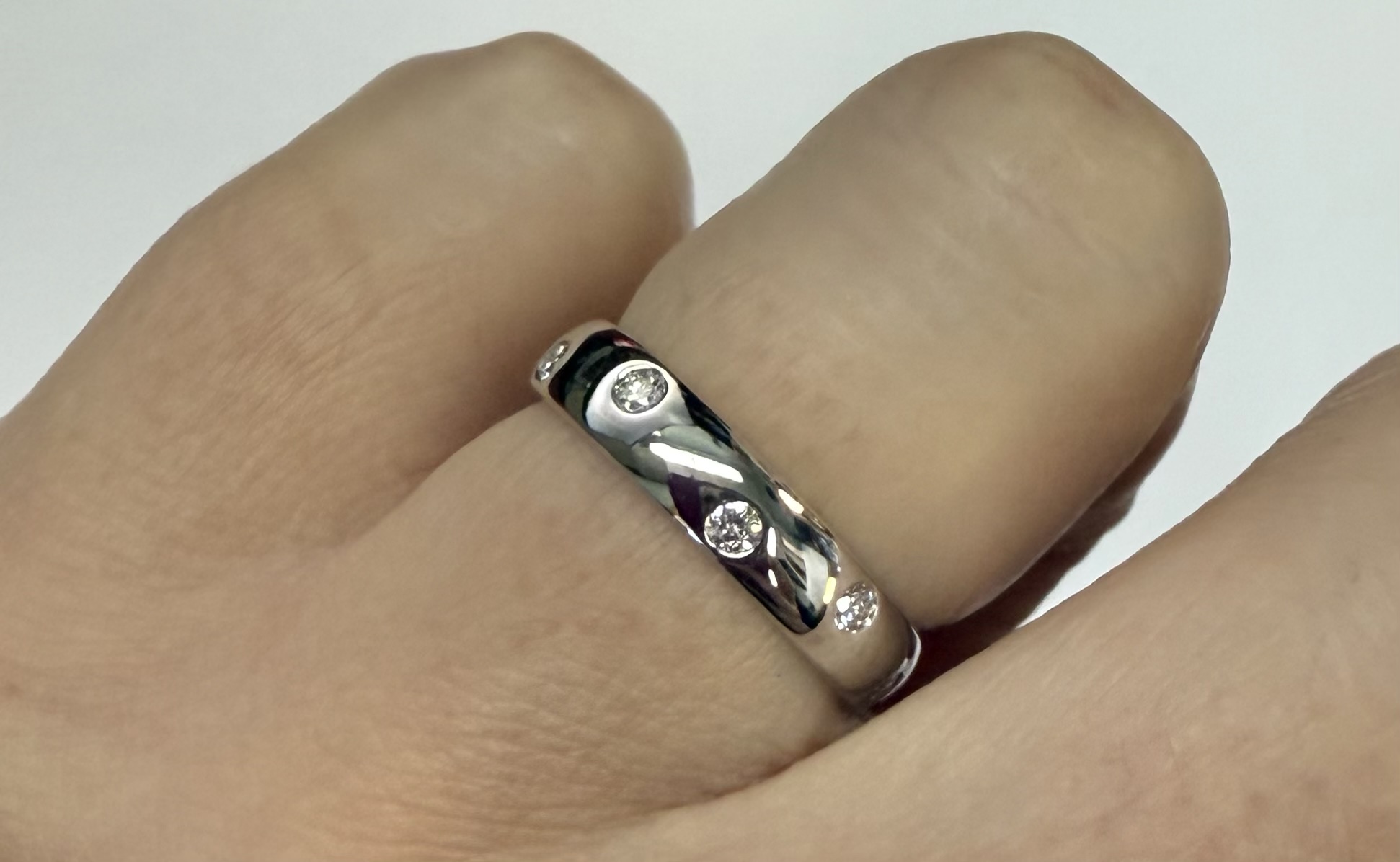 14k White Gold Genuine .18 Cttw Round Brilliant Cut Diamond Scattered Band - Image 20