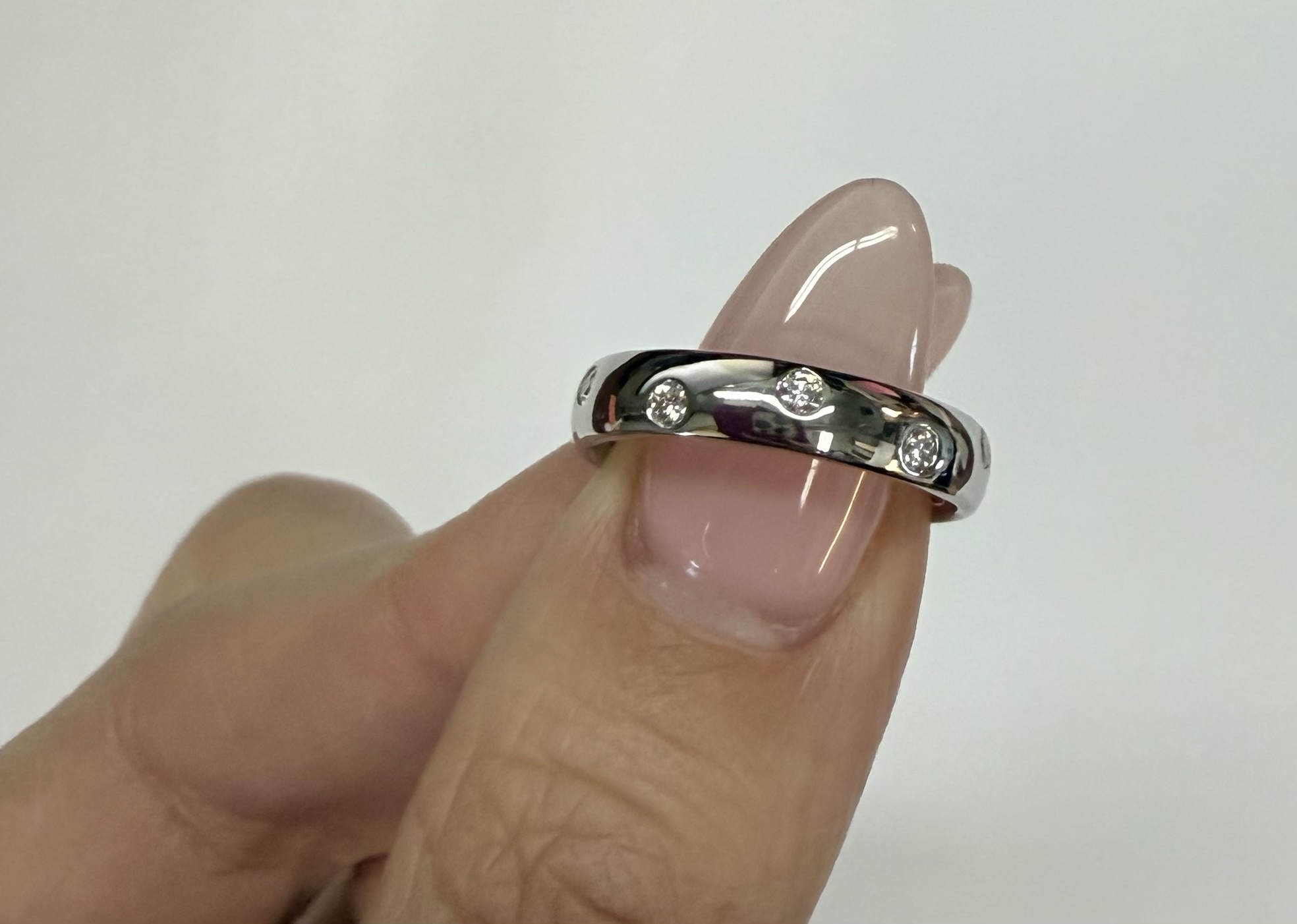 14k White Gold Genuine .18 Cttw Round Brilliant Cut Diamond Scattered Band - Image 24