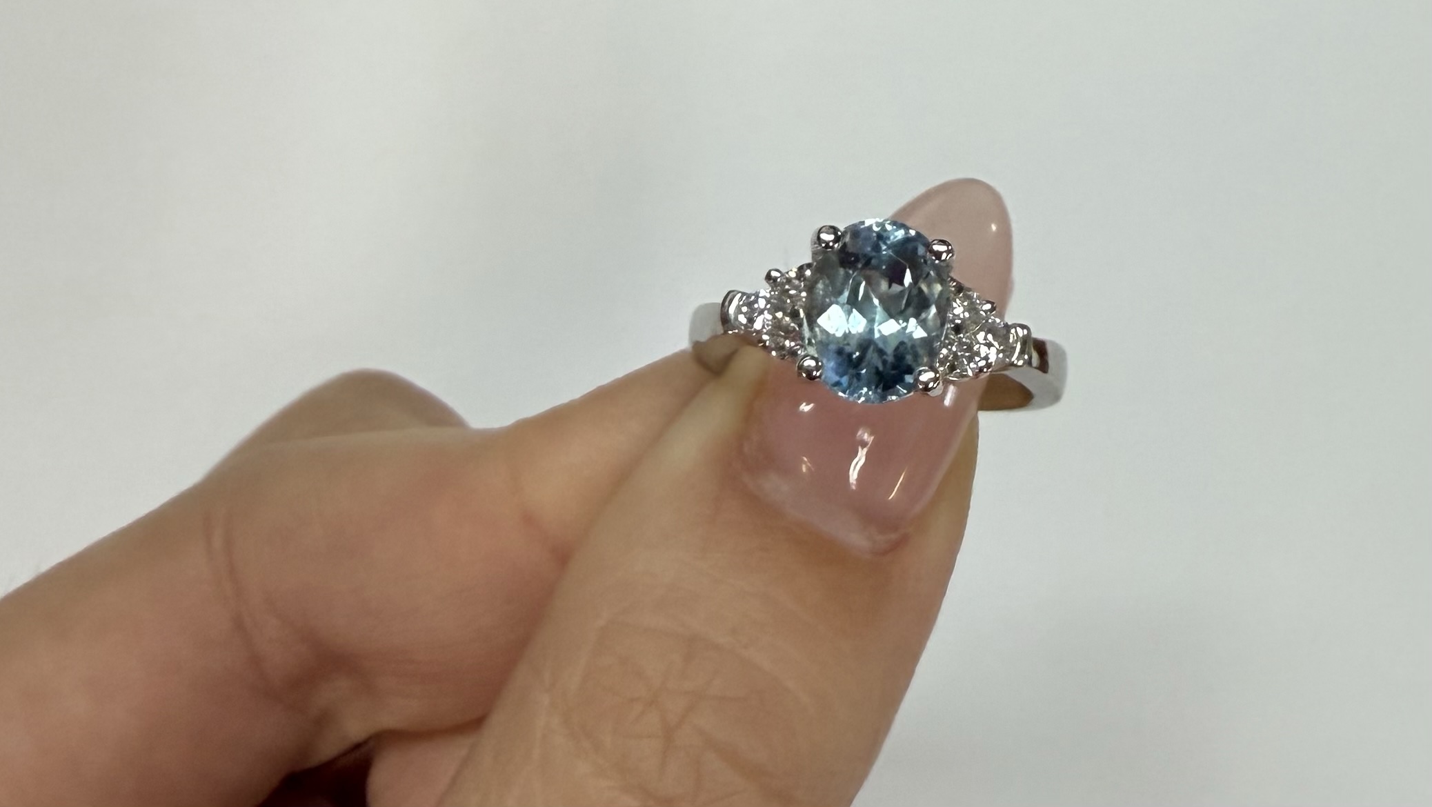 14k White Gold Genuine 1.84 Cttw Aquamarine & .28 Cttw Genuine Round Brilliant Cut Diamond Ring - Image 2
