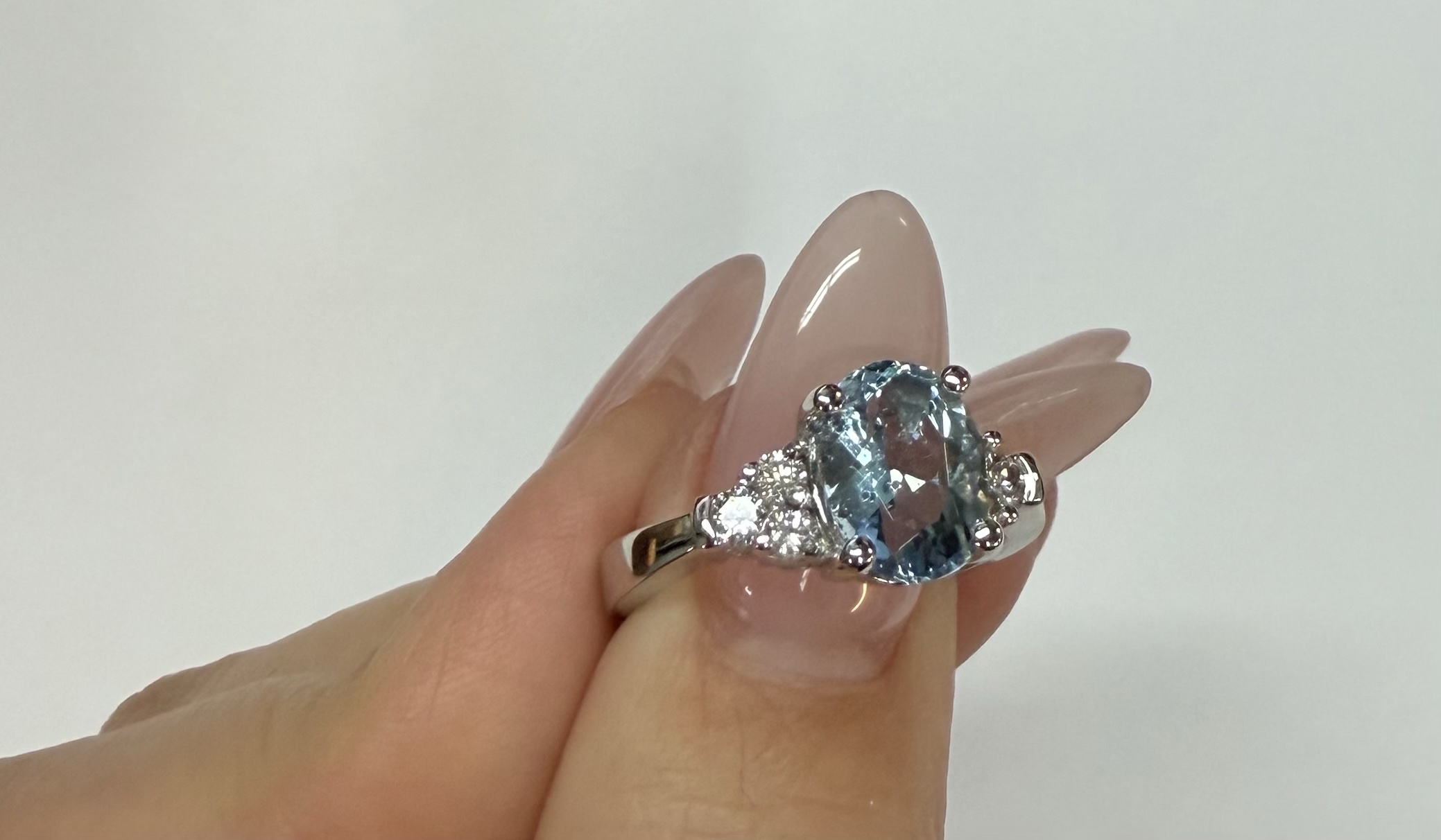 14k White Gold Genuine 1.84 Cttw Aquamarine & .28 Cttw Genuine Round Brilliant Cut Diamond Ring - Image 10