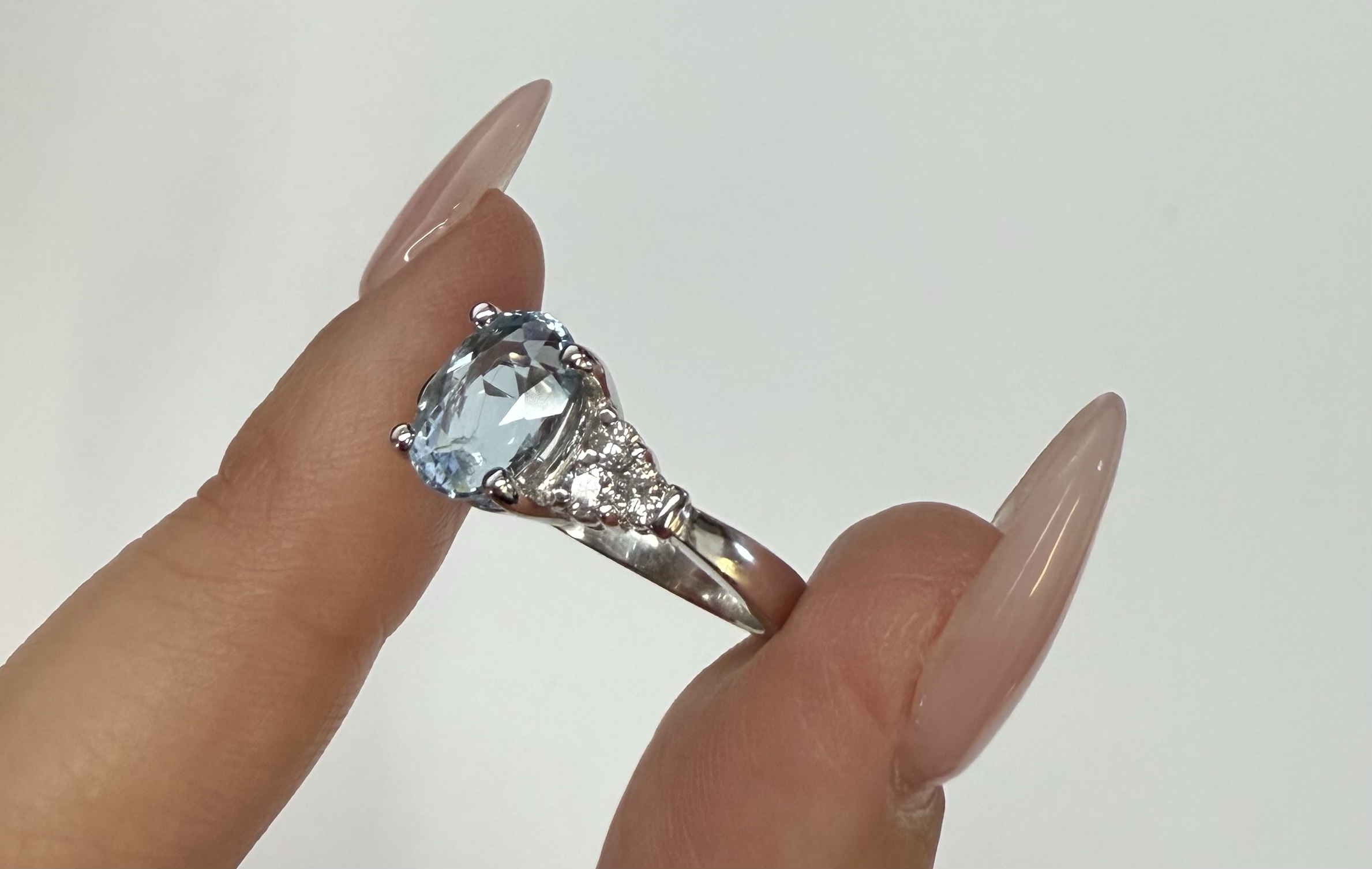 14k White Gold Genuine 1.84 Cttw Aquamarine & .28 Cttw Genuine Round Brilliant Cut Diamond Ring - Image 18