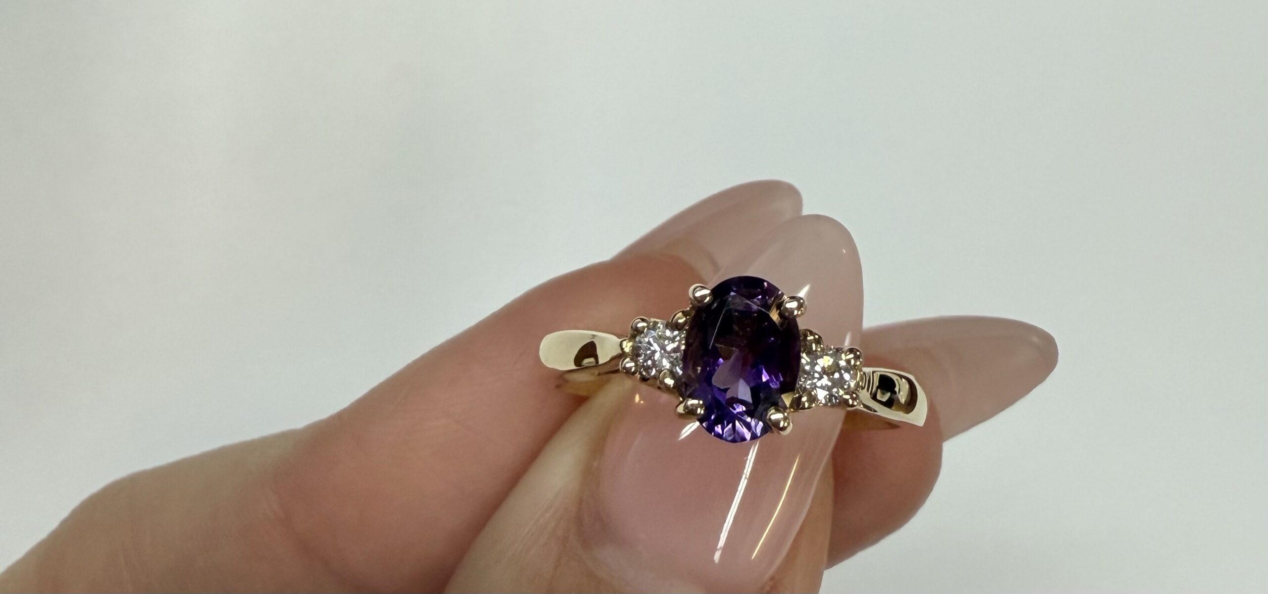 14k Yellow Gold Genuine .70 Cttw Amethyst & Diamond Ring - Image 12