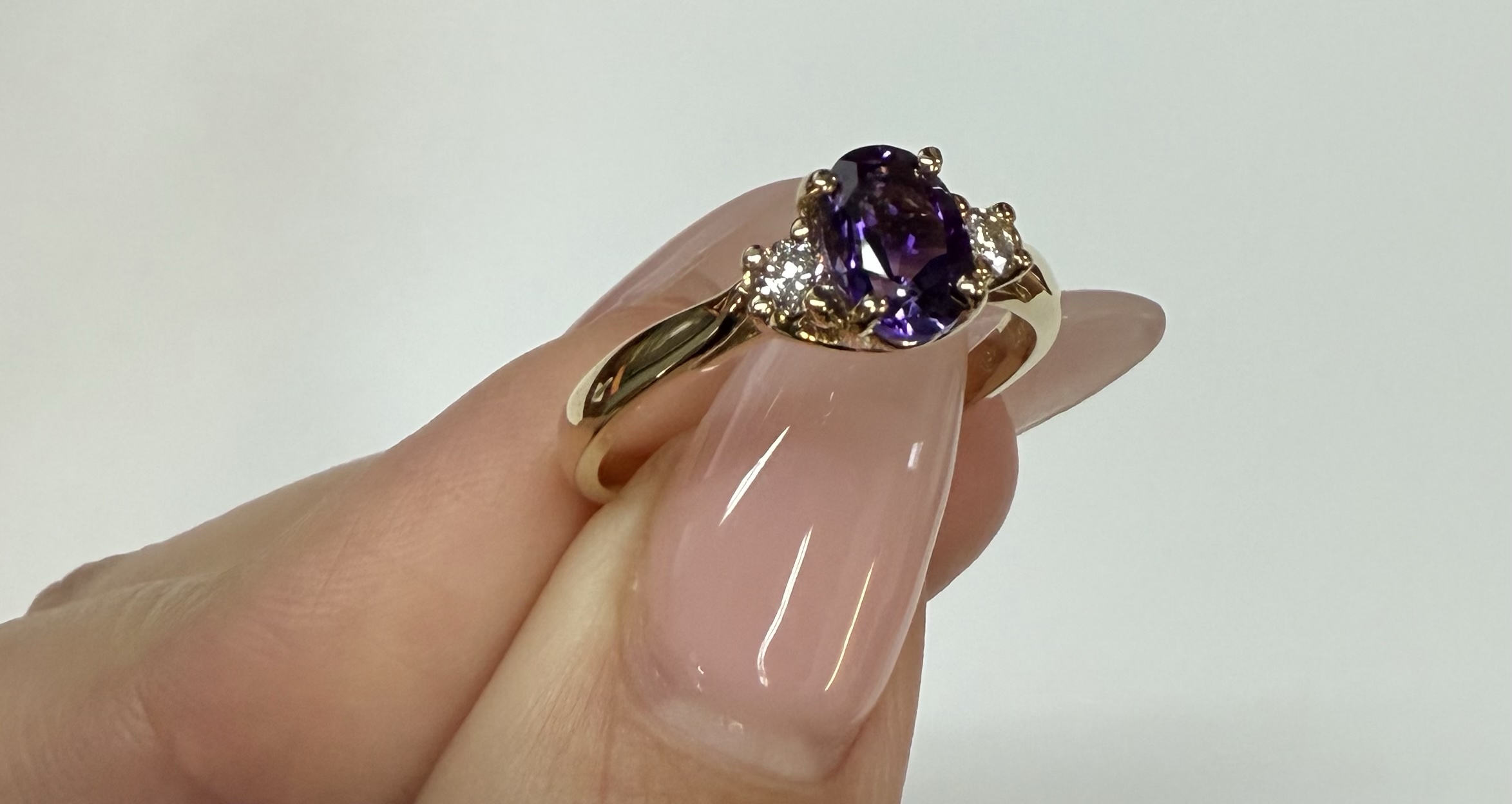 14k Yellow Gold Genuine .70 Cttw Amethyst & Diamond Ring - Image 17