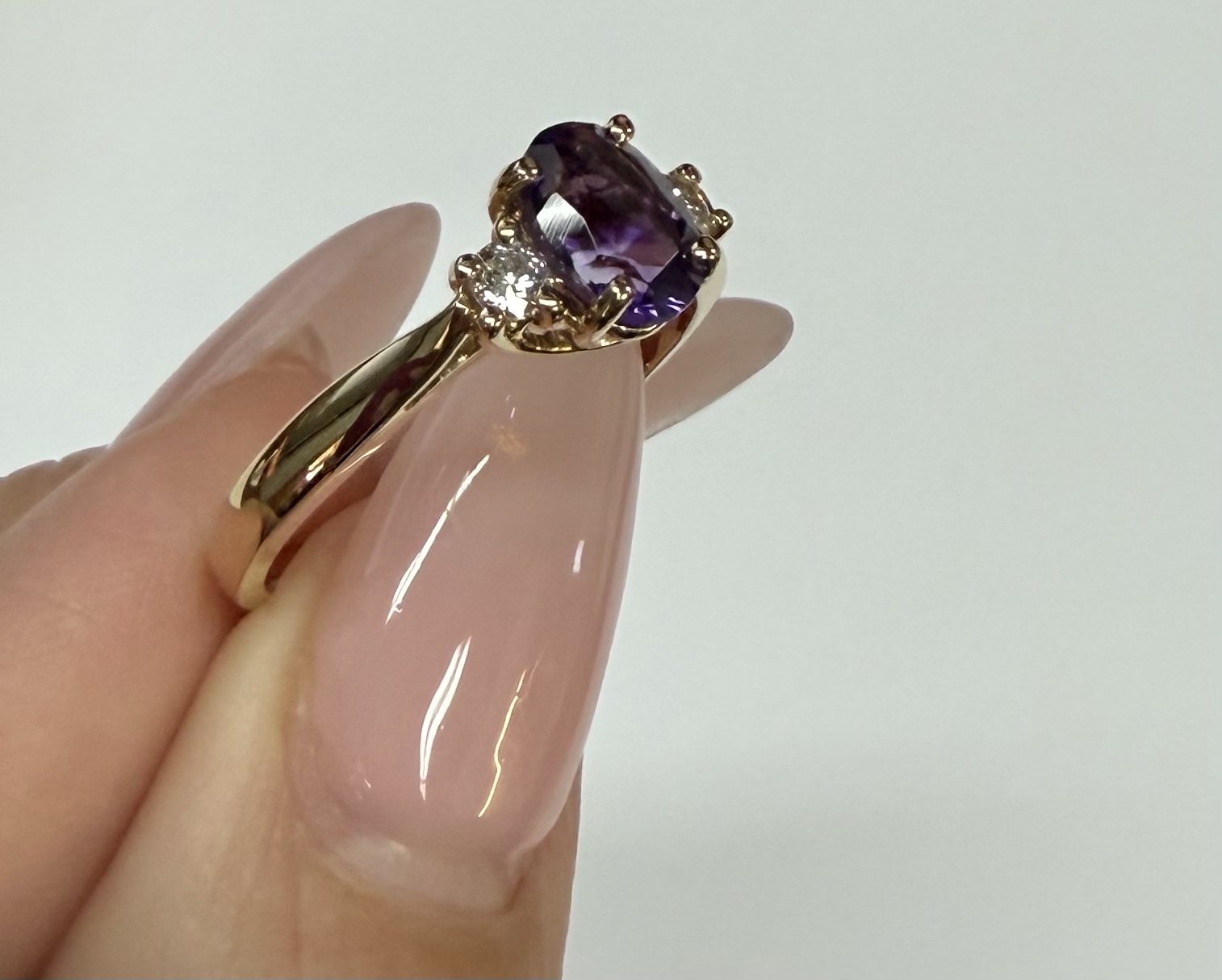 14k Yellow Gold Genuine .70 Cttw Amethyst & Diamond Ring - Image 18