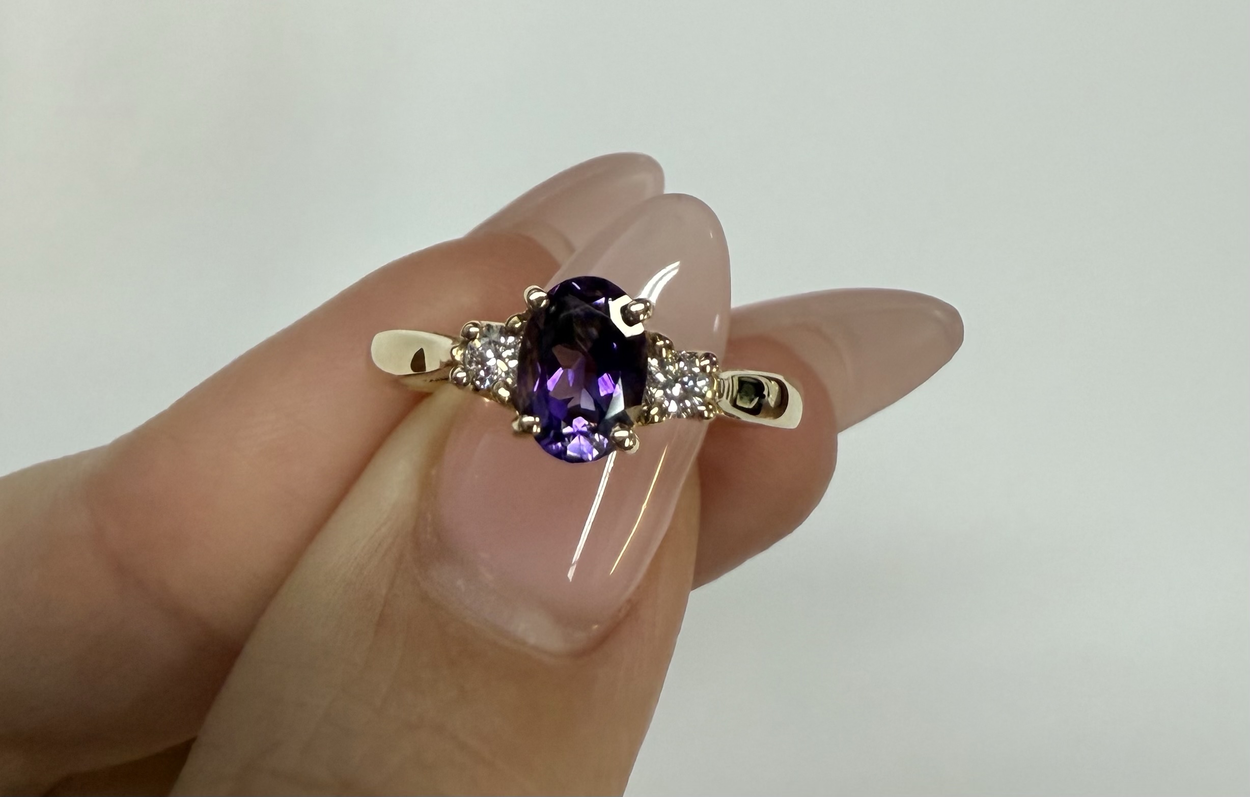 14k Yellow Gold Genuine .70 Cttw Amethyst & Diamond Ring - Image 20