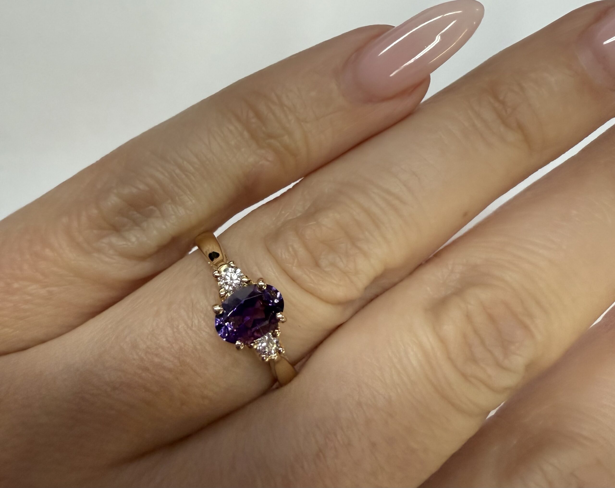 14k Yellow Gold Genuine .70 Cttw Amethyst & Diamond Ring - Image 24