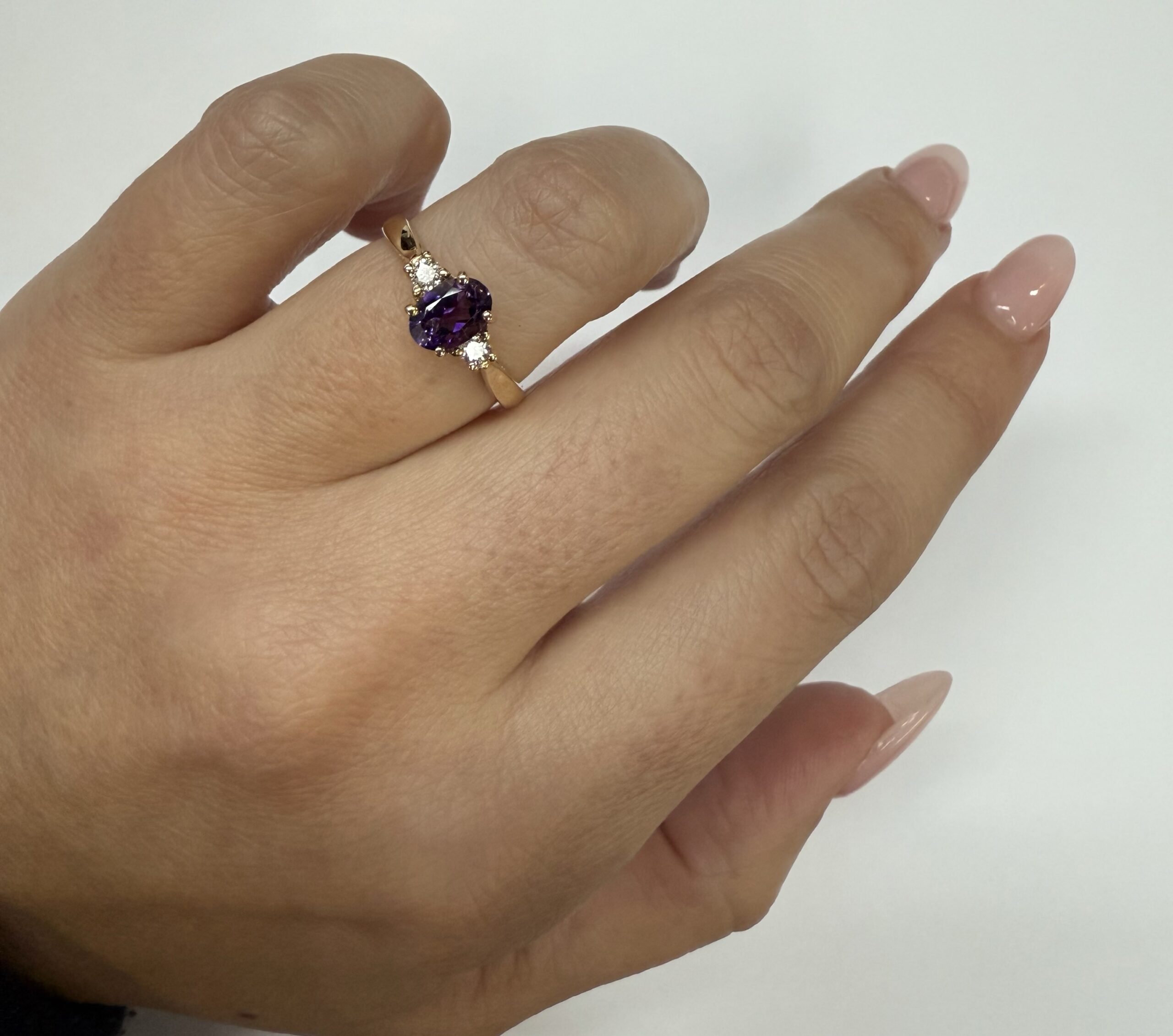 14k Yellow Gold Genuine .70 Cttw Amethyst & Diamond Ring - Image 29