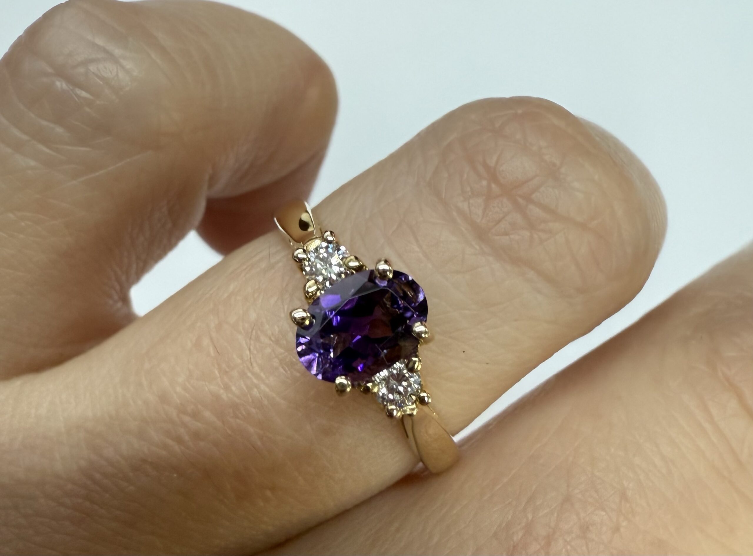 14k Yellow Gold Genuine .70 Cttw Amethyst & Diamond Ring - Image 33