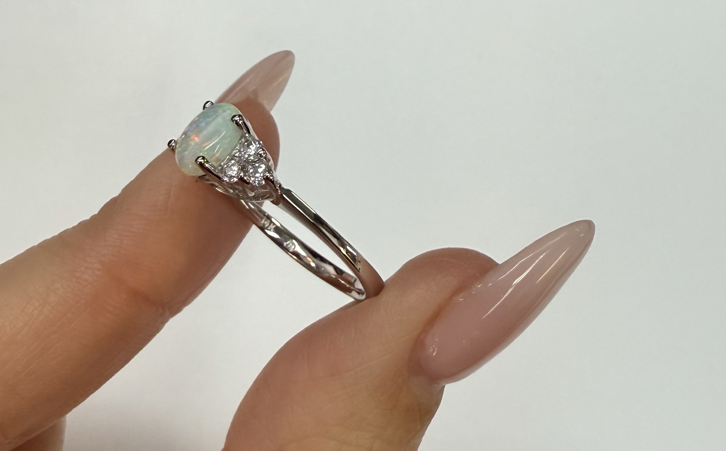 14k White Gold Genuine .58 Cttw Opal & Diamond Ring - Image 28