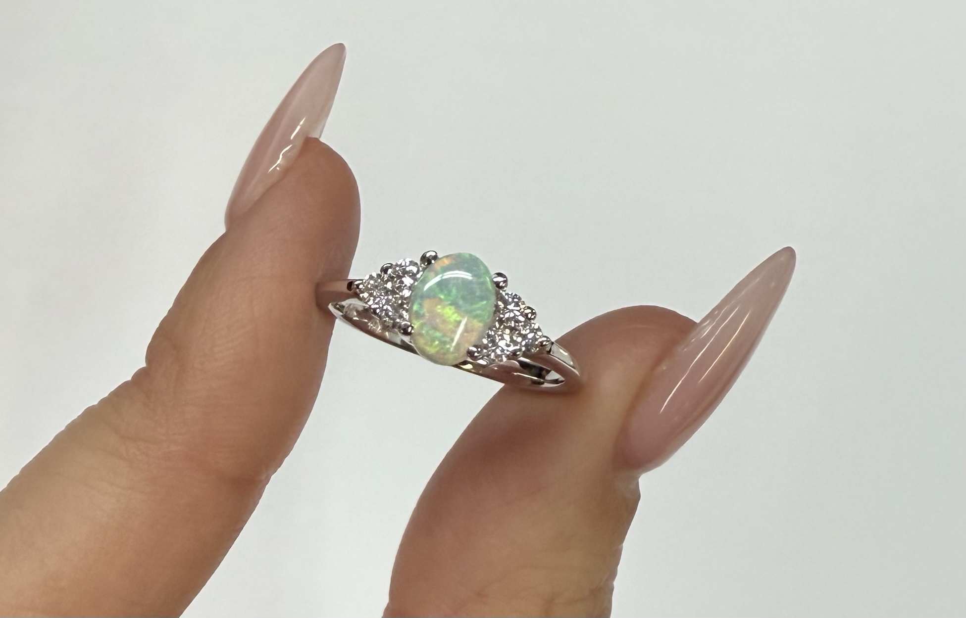 14k White Gold Genuine .58 Cttw Opal & Diamond Ring - Image 29