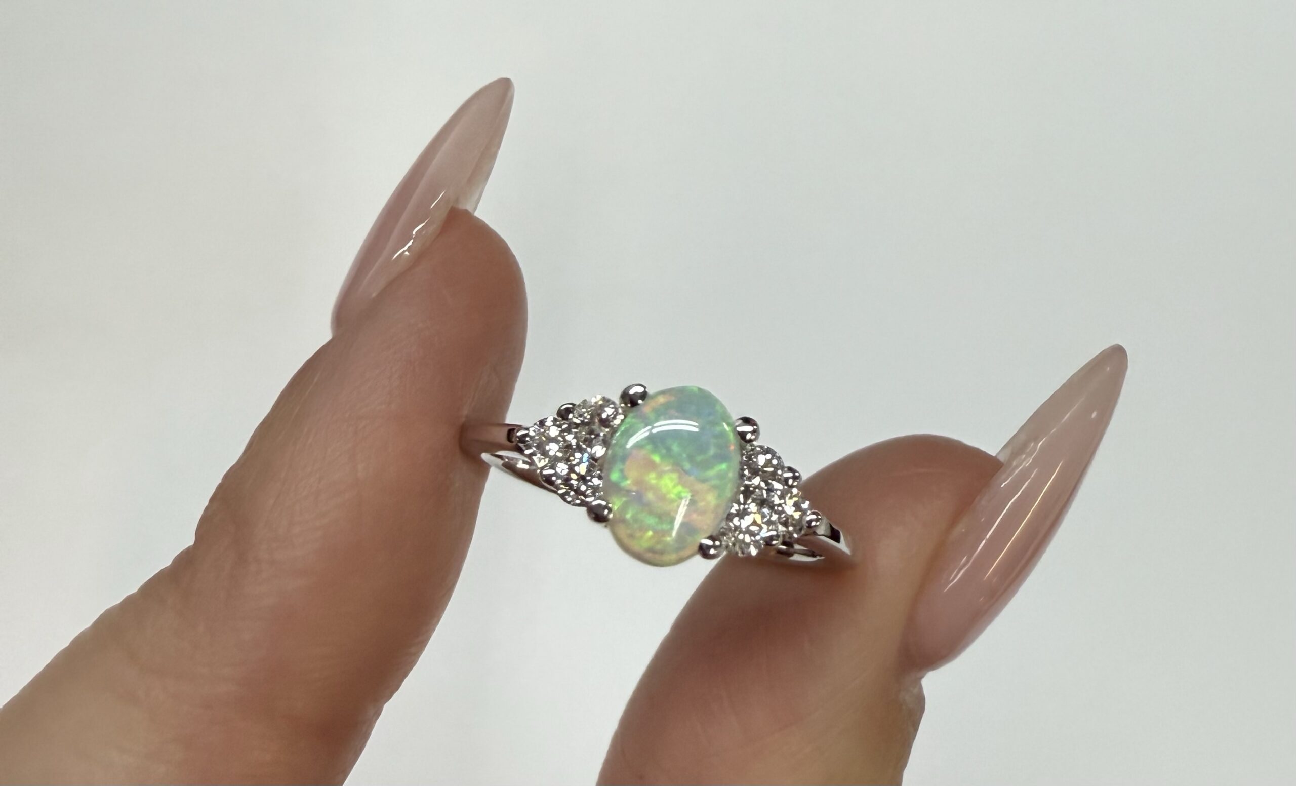 14k White Gold Genuine .58 Cttw Opal & Diamond Ring - Image 30