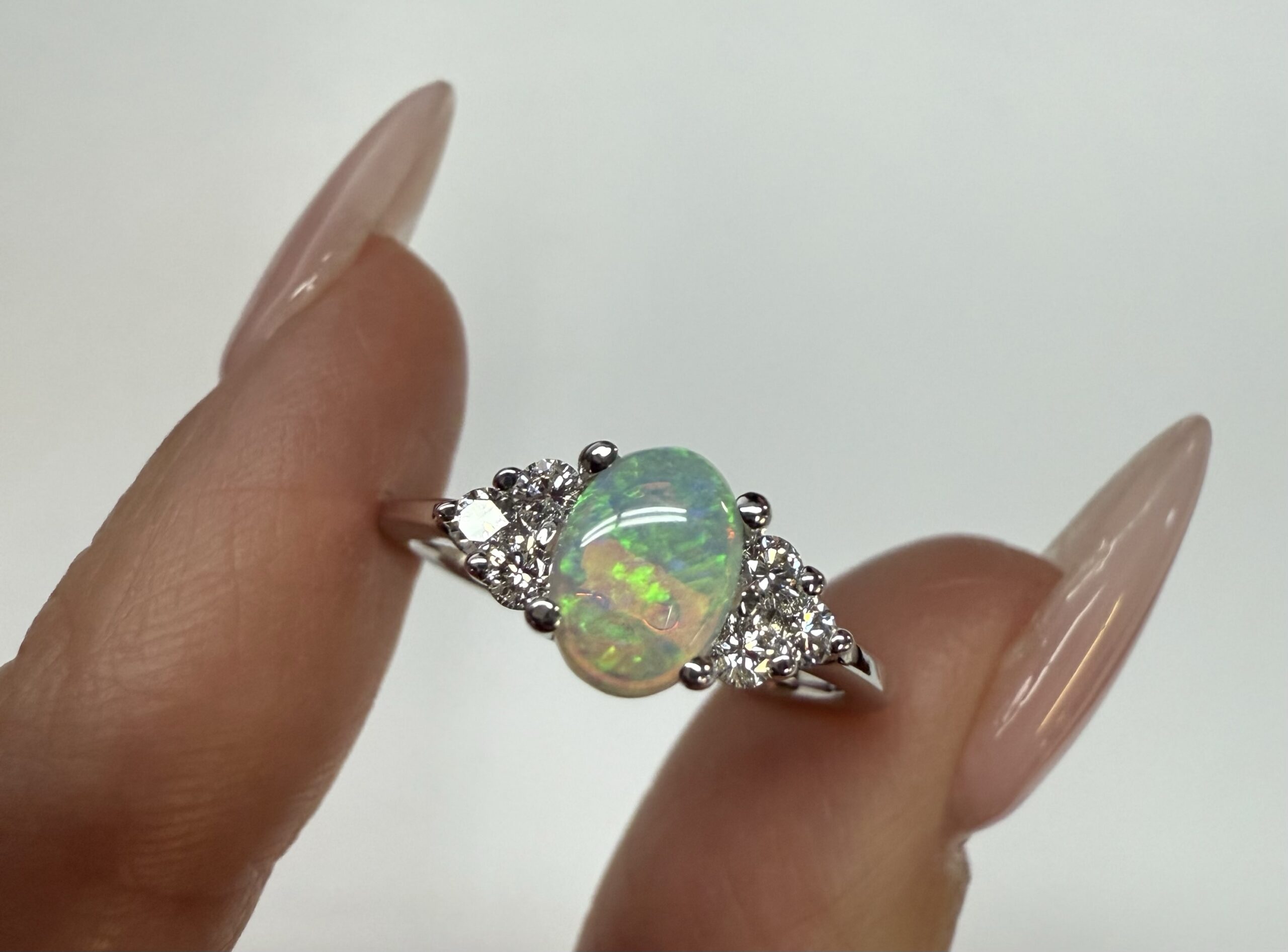 14k White Gold Genuine .58 Cttw Opal & Diamond Ring - Image 32