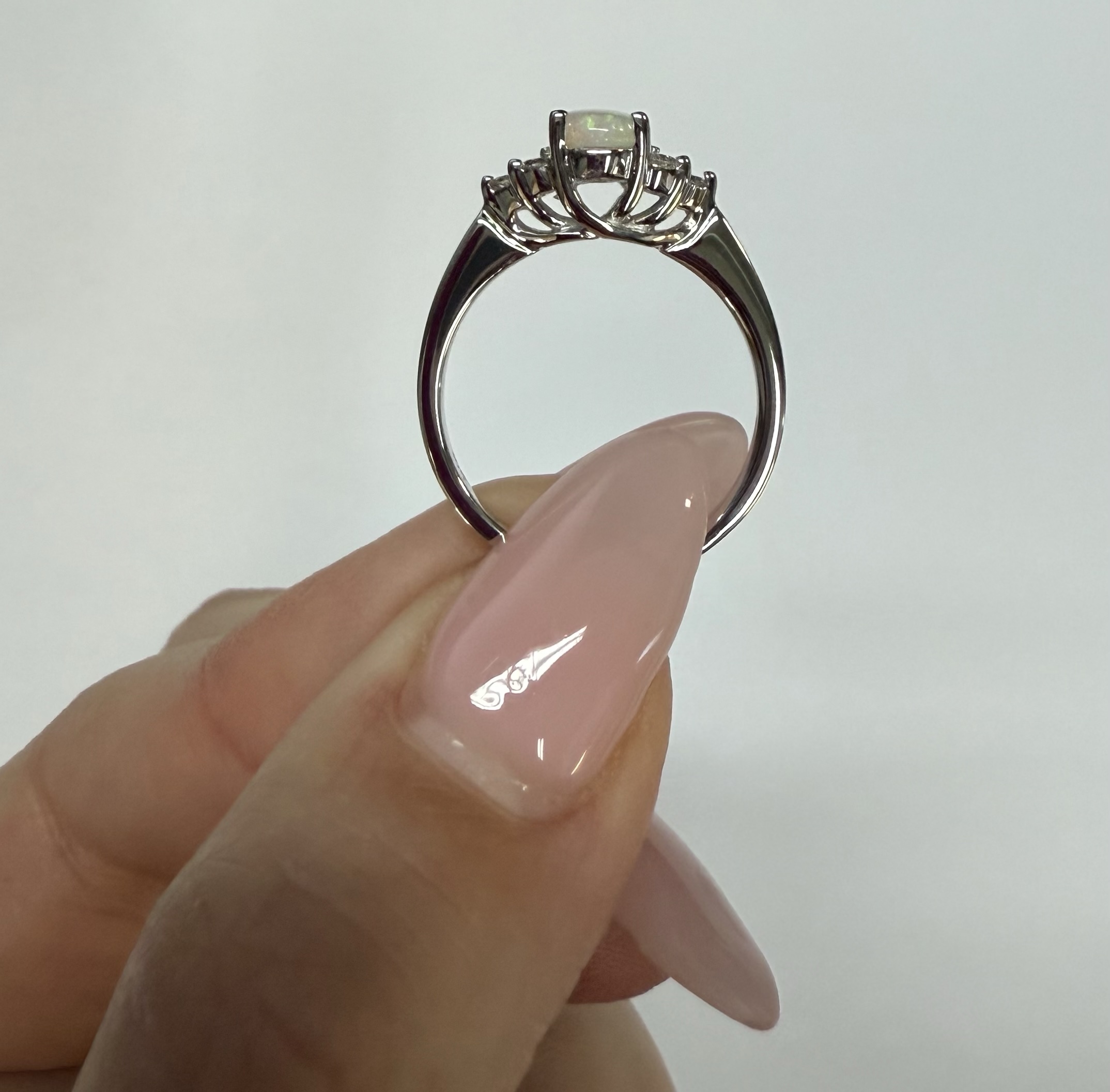 14k White Gold Genuine .58 Cttw Opal & Diamond Ring - Image 37