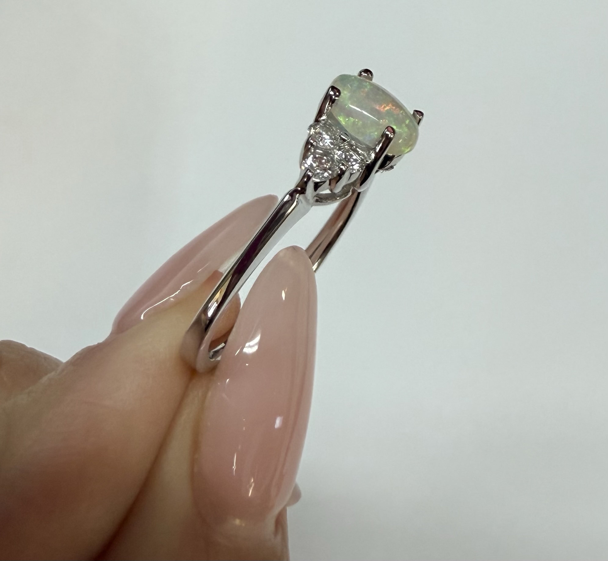 14k White Gold Genuine .58 Cttw Opal & Diamond Ring - Image 35