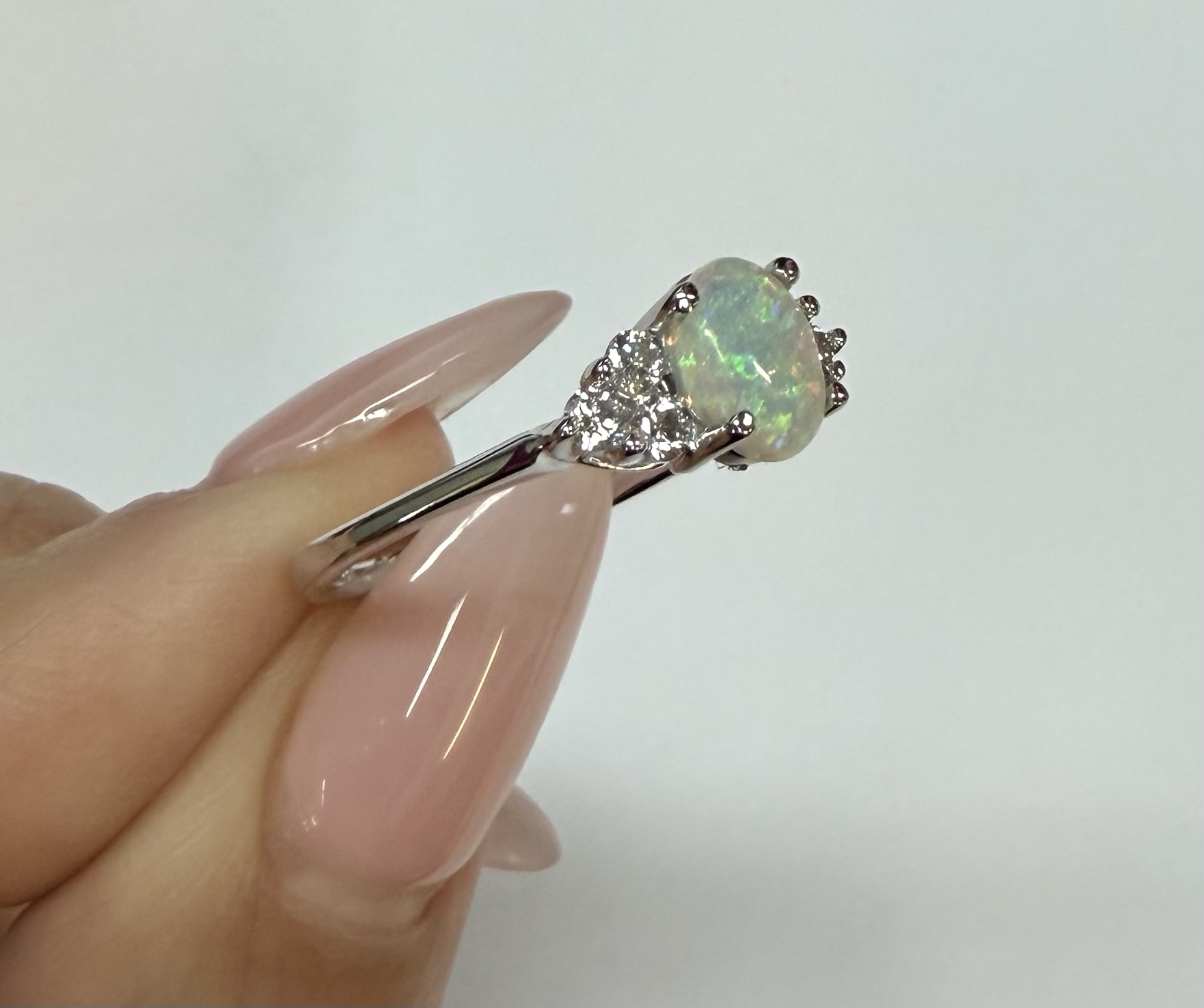 14k White Gold Genuine .58 Cttw Opal & Diamond Ring - Image 34