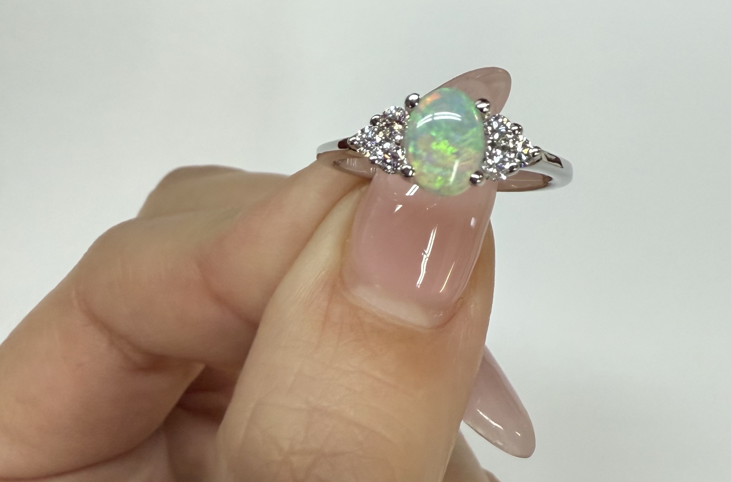 14k White Gold Genuine .58 Cttw Opal & Diamond Ring - Image 22