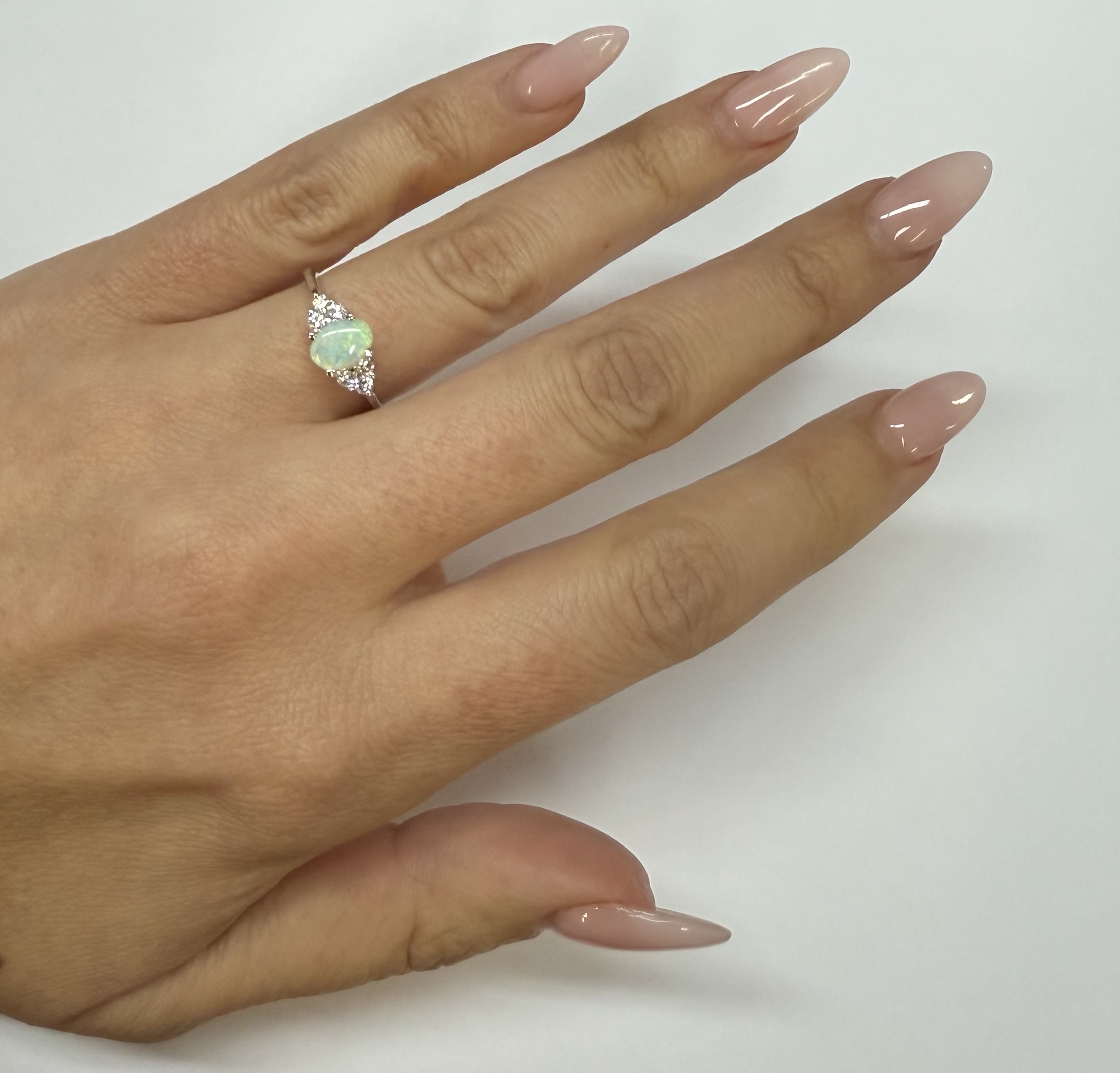 14k White Gold Genuine .58 Cttw Opal & Diamond Ring - Image 19