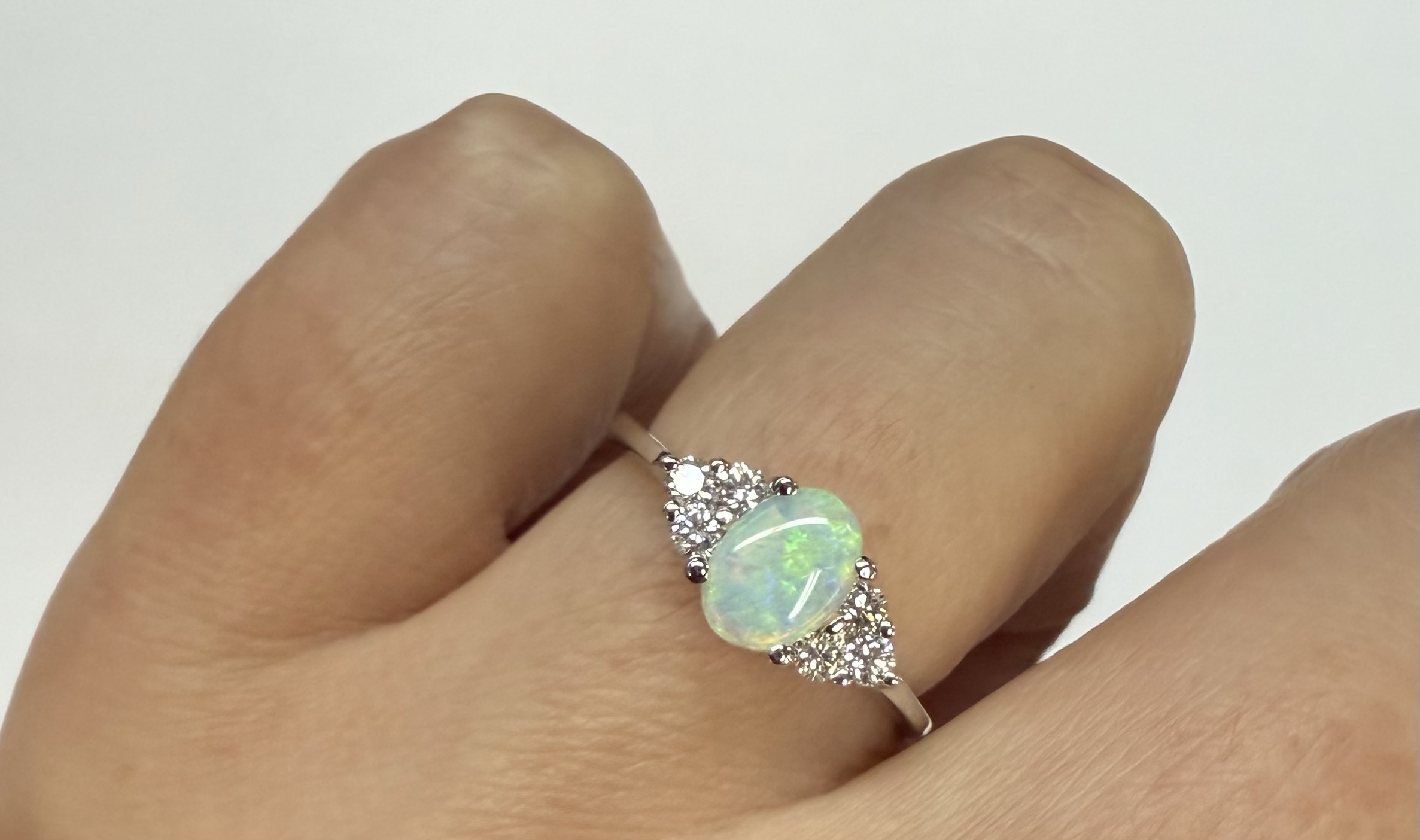 14k White Gold Genuine .58 Cttw Opal & Diamond Ring - Image 17