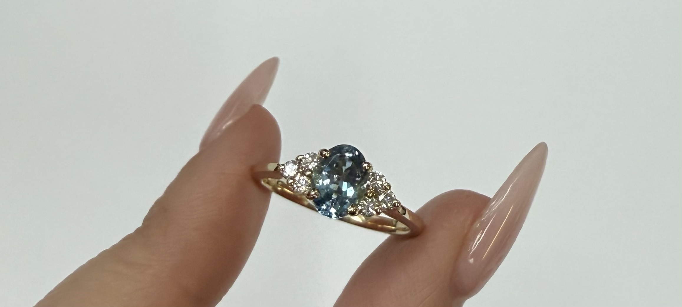 14k Yellow Gold Genuine .79 Cttw Aquamarine & Diamond Ring - Image 5