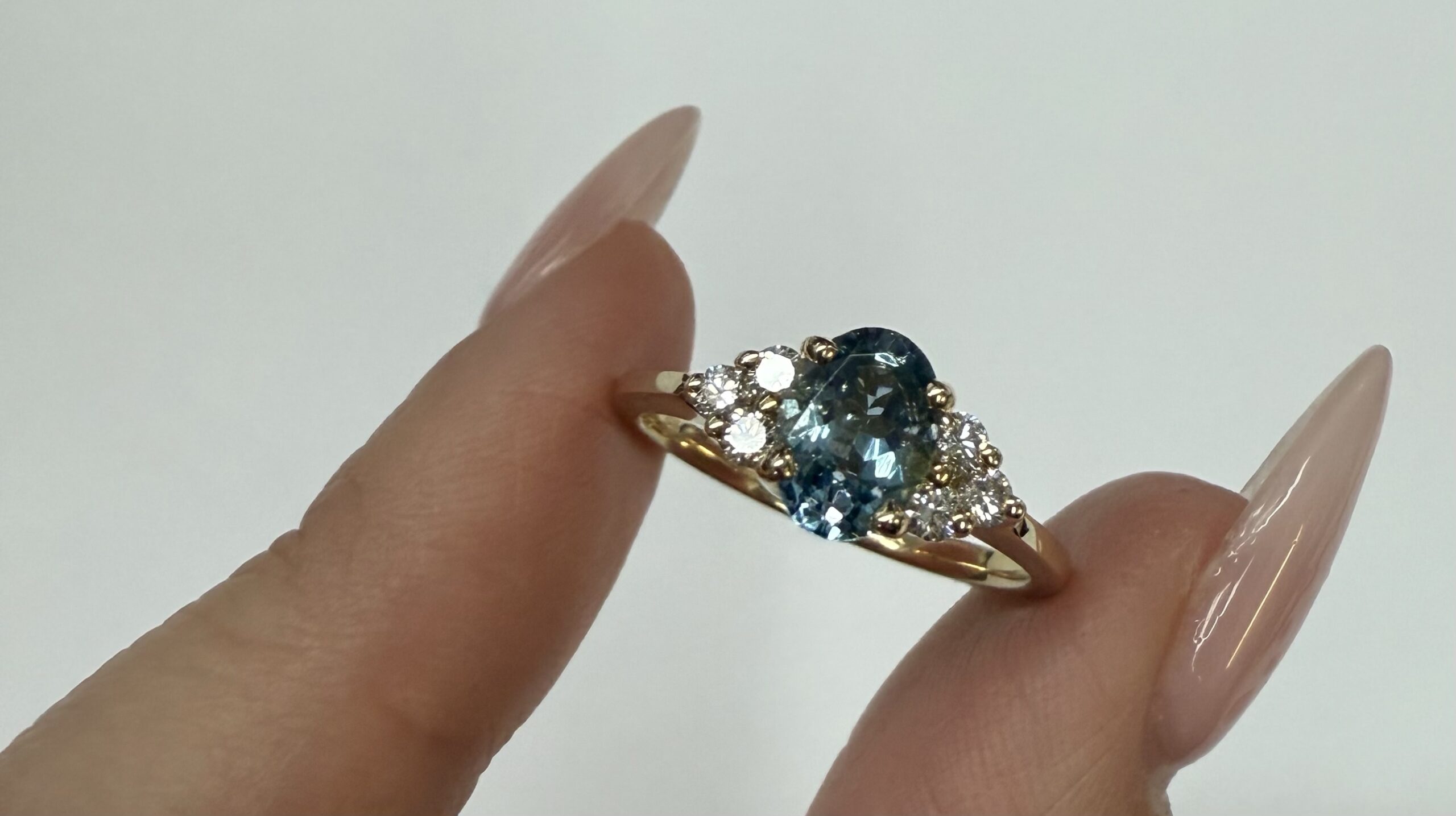 14k Yellow Gold Genuine .79 Cttw Aquamarine & Diamond Ring - Image 6