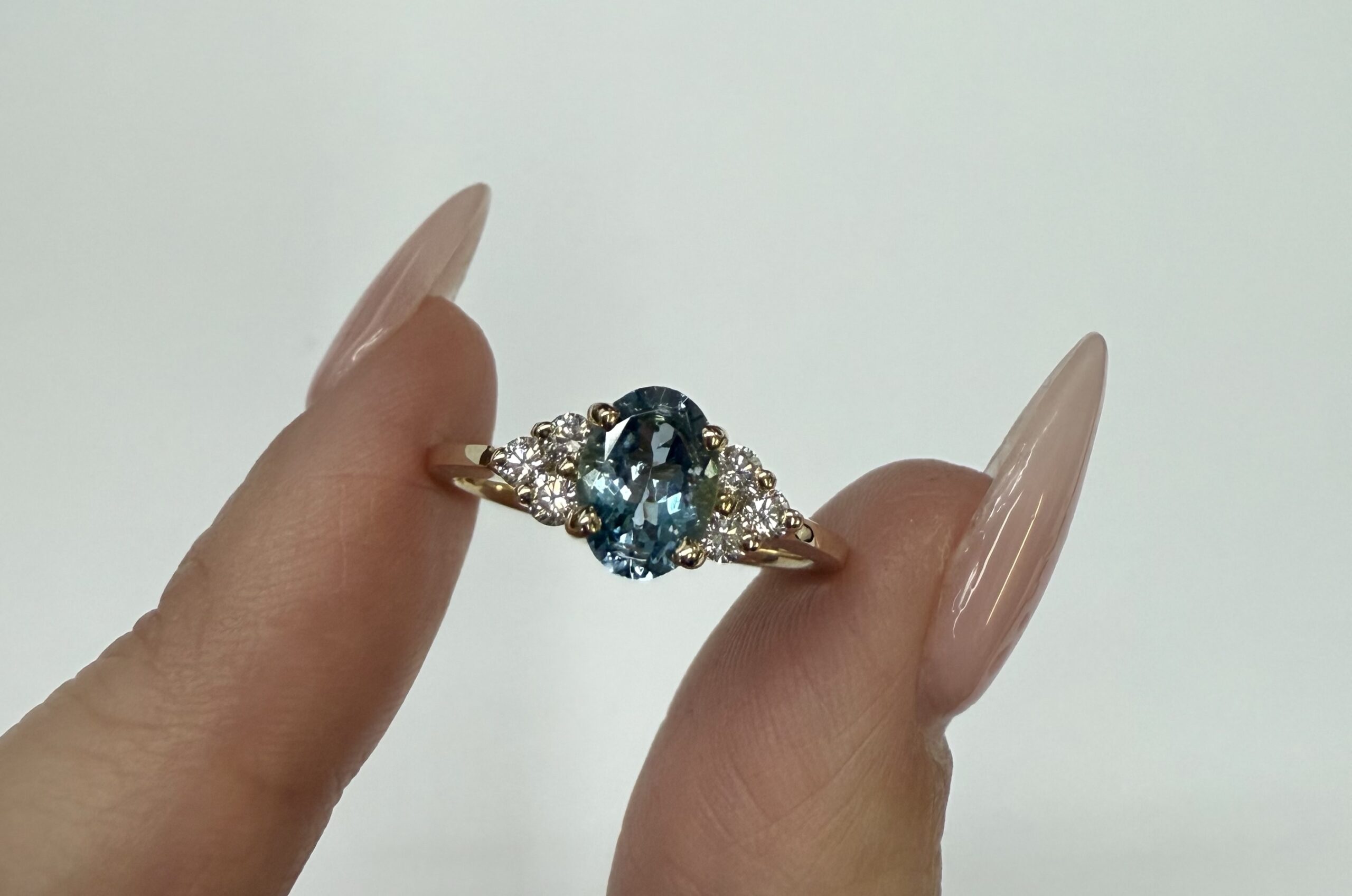 14k Yellow Gold Genuine .79 Cttw Aquamarine & Diamond Ring - Image 2