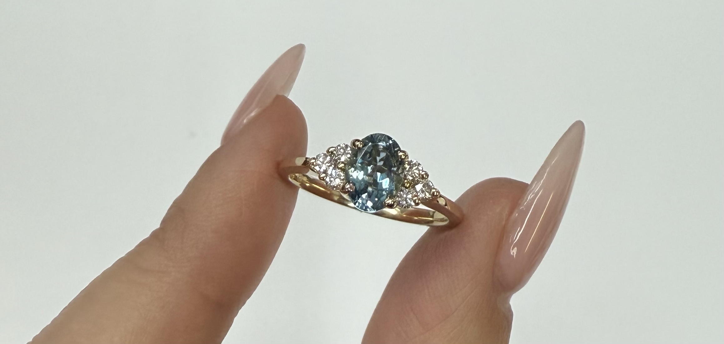 14k Yellow Gold Genuine .79 Cttw Aquamarine & Diamond Ring - Image 10