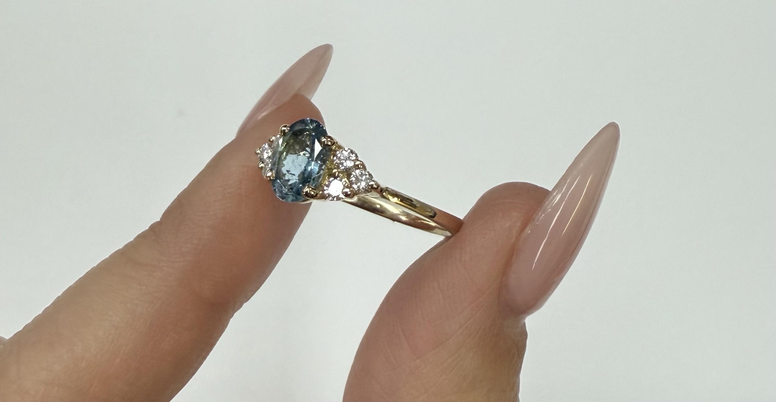 14k Yellow Gold Genuine .79 Cttw Aquamarine & Diamond Ring - Image 11