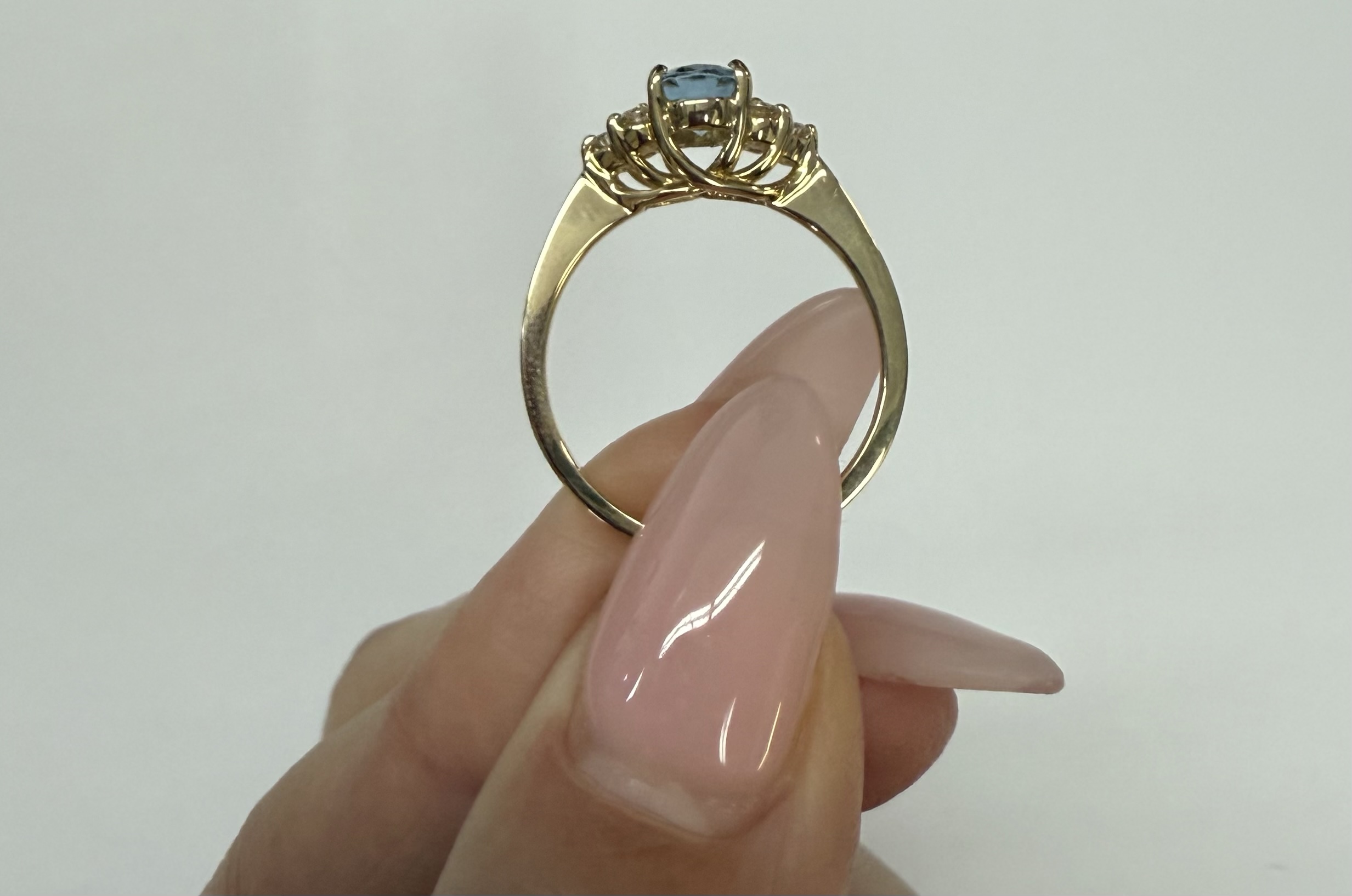 14k Yellow Gold Genuine .79 Cttw Aquamarine & Diamond Ring - Image 12