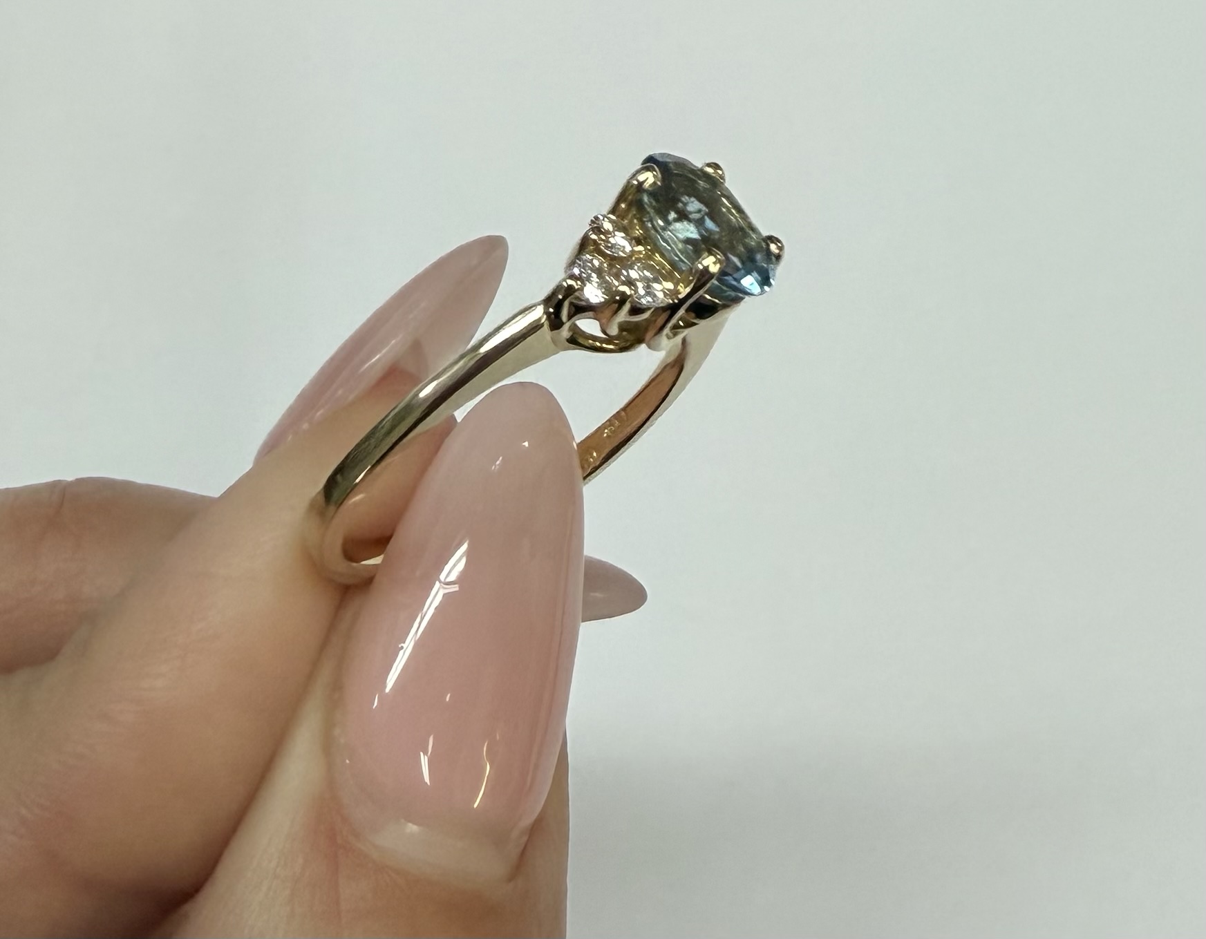 14k Yellow Gold Genuine .79 Cttw Aquamarine & Diamond Ring - Image 13