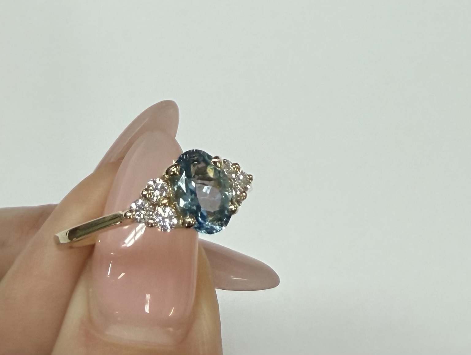 14k Yellow Gold Genuine .79 Cttw Aquamarine & Diamond Ring - Image 14