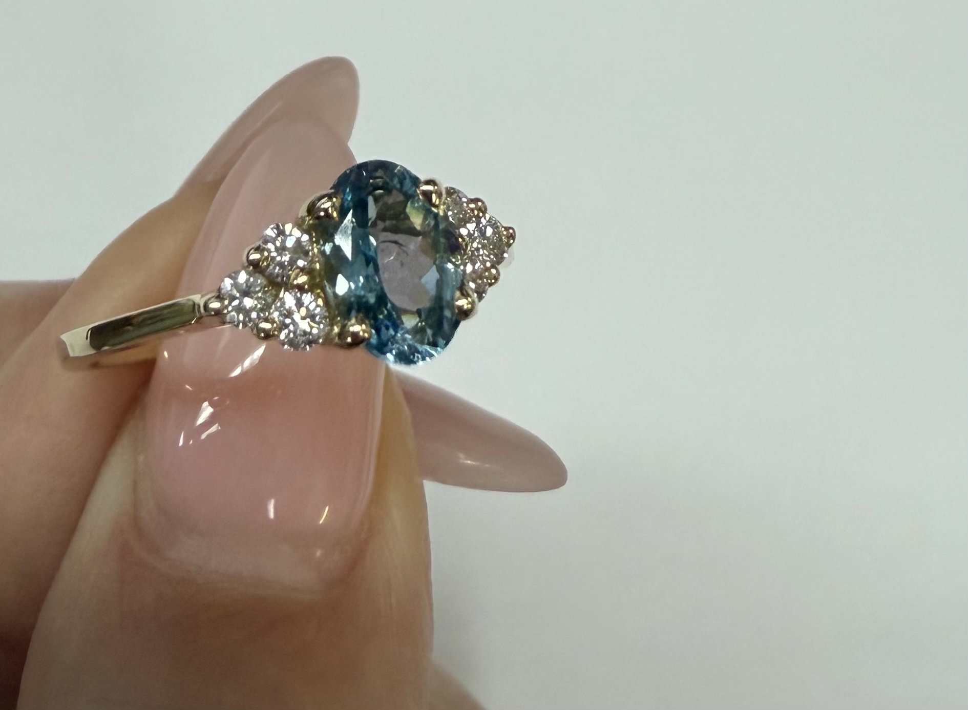 14k Yellow Gold Genuine .79 Cttw Aquamarine & Diamond Ring - Image 15