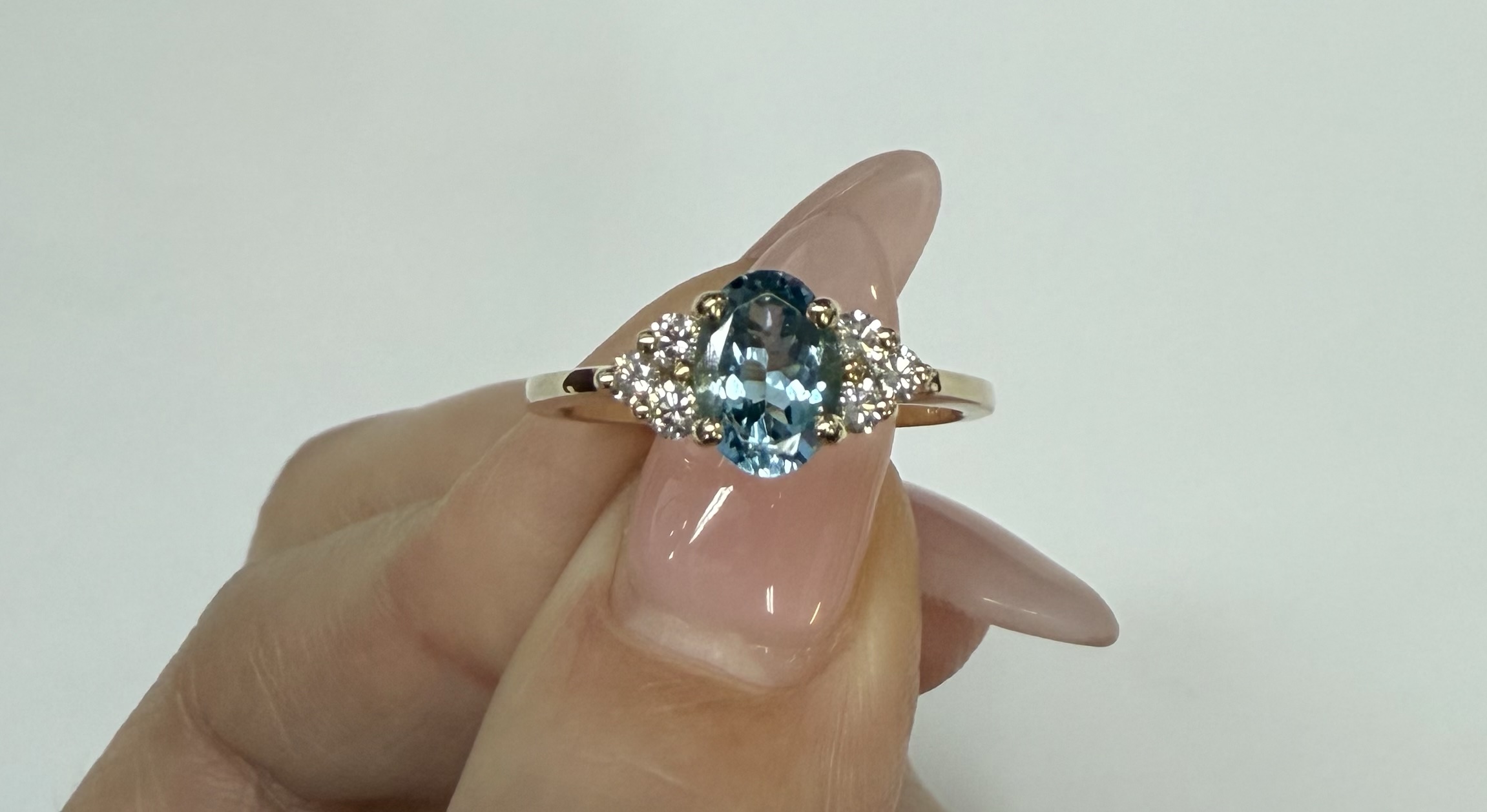 14k Yellow Gold Genuine .79 Cttw Aquamarine & Diamond Ring - Image 16