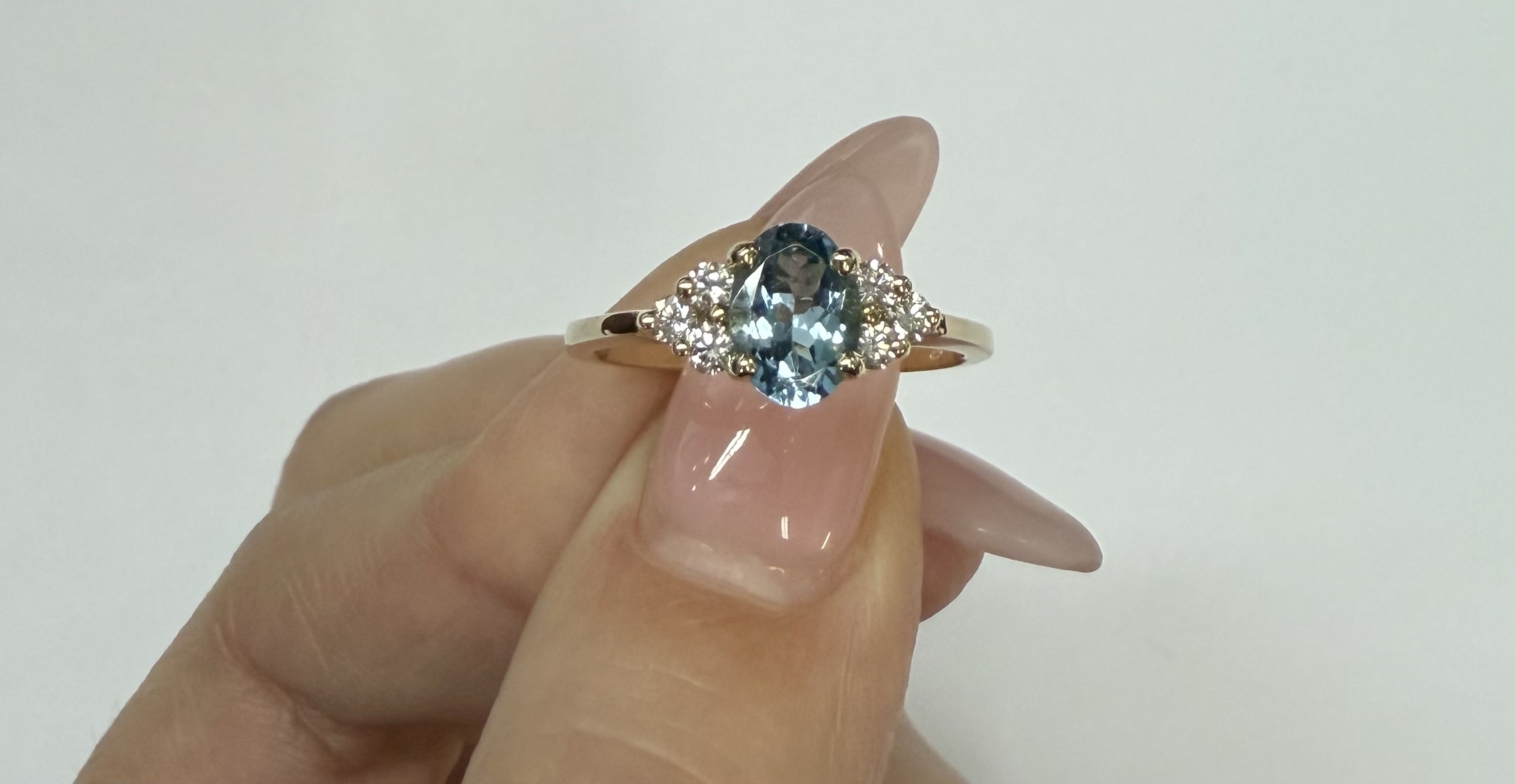 14k Yellow Gold Genuine .79 Cttw Aquamarine & Diamond Ring - Image 17