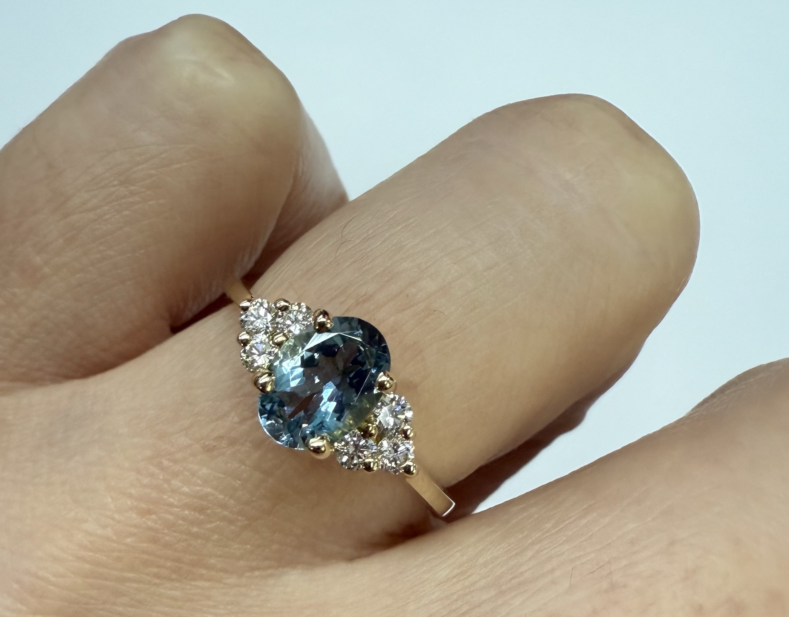 14k Yellow Gold Genuine .79 Cttw Aquamarine & Diamond Ring - Image 24