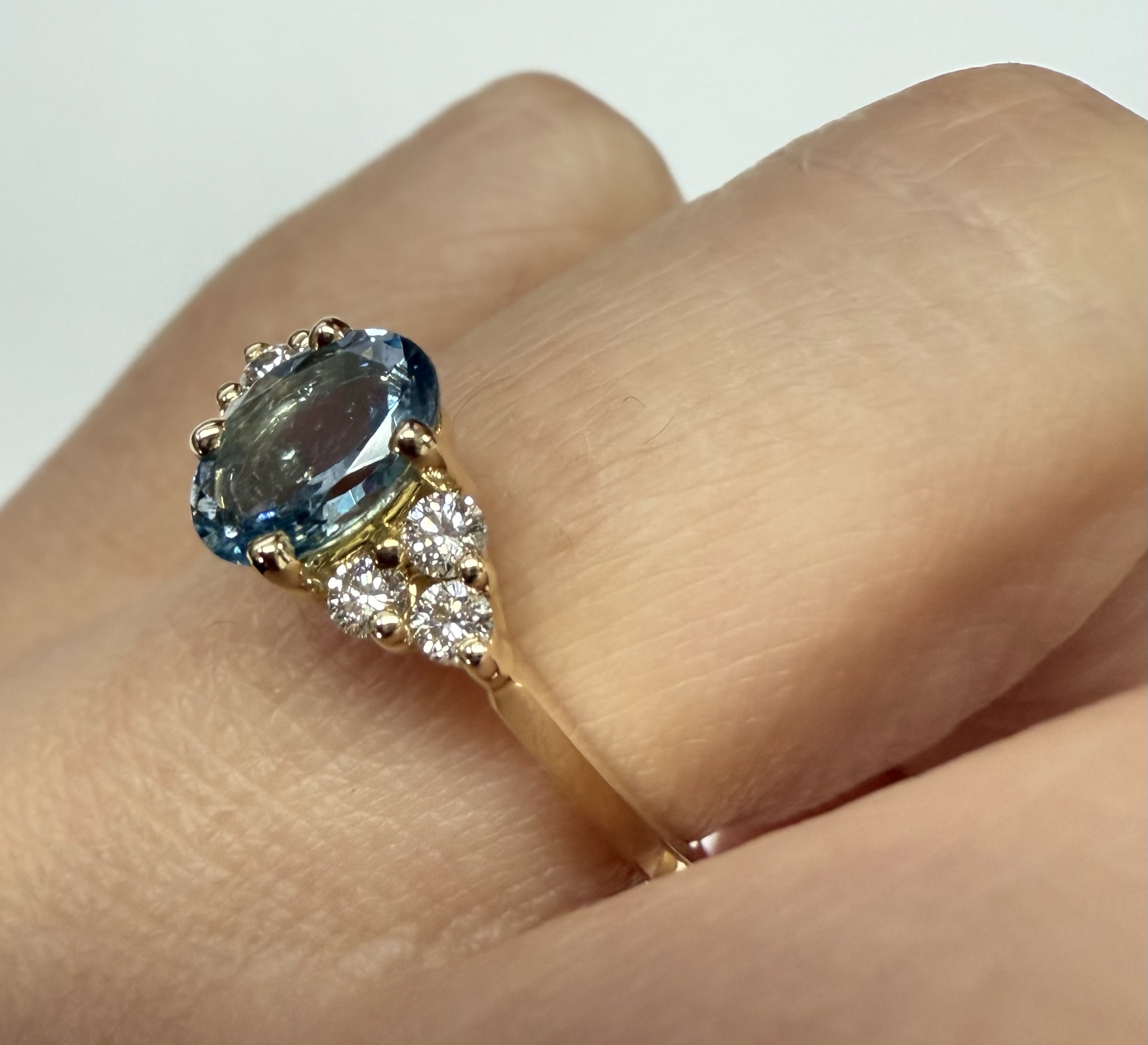 14k Yellow Gold Genuine .79 Cttw Aquamarine & Diamond Ring - Image 25