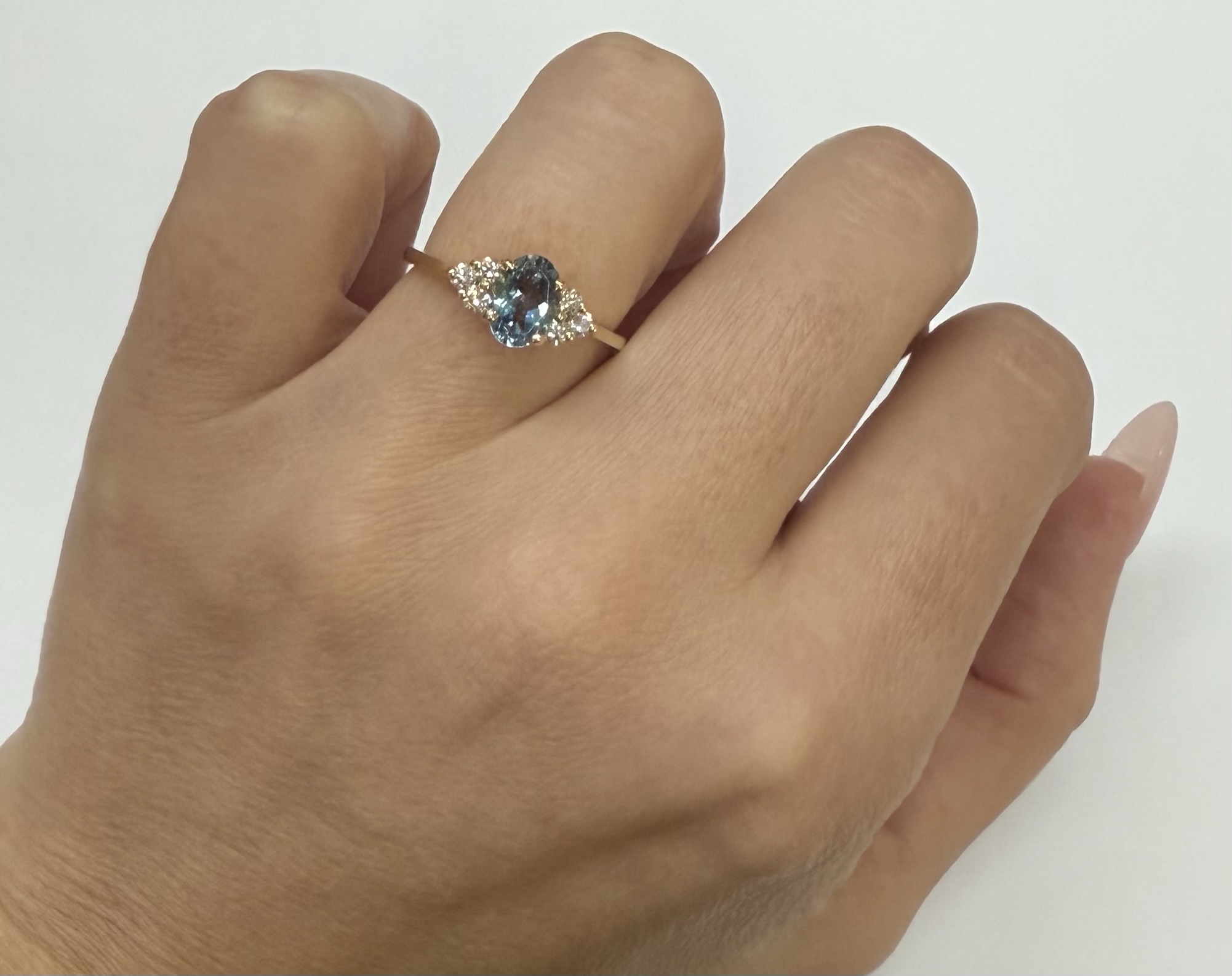 14k Yellow Gold Genuine .79 Cttw Aquamarine & Diamond Ring - Image 27