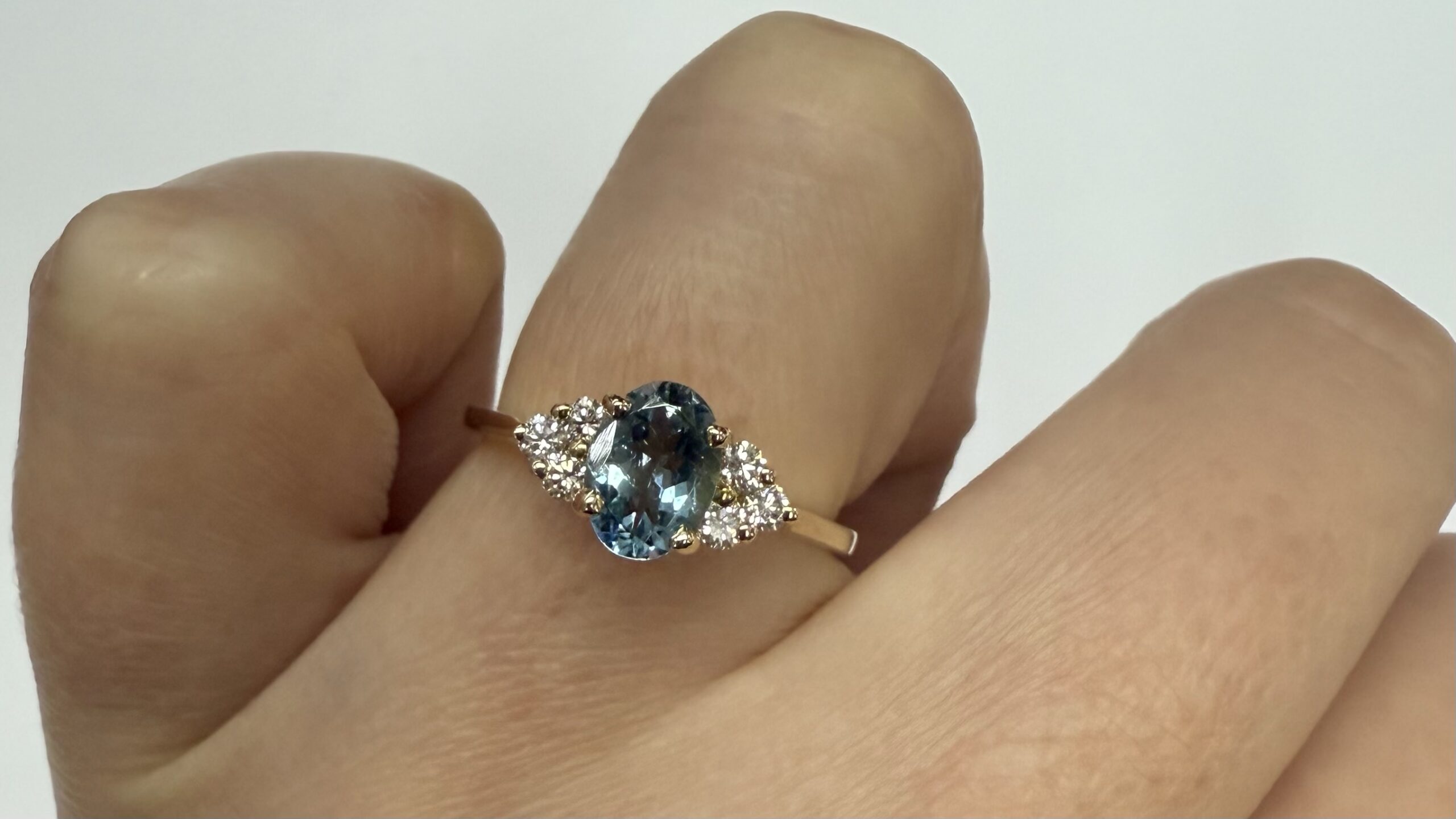 14k Yellow Gold Genuine .79 Cttw Aquamarine & Diamond Ring - Image 33