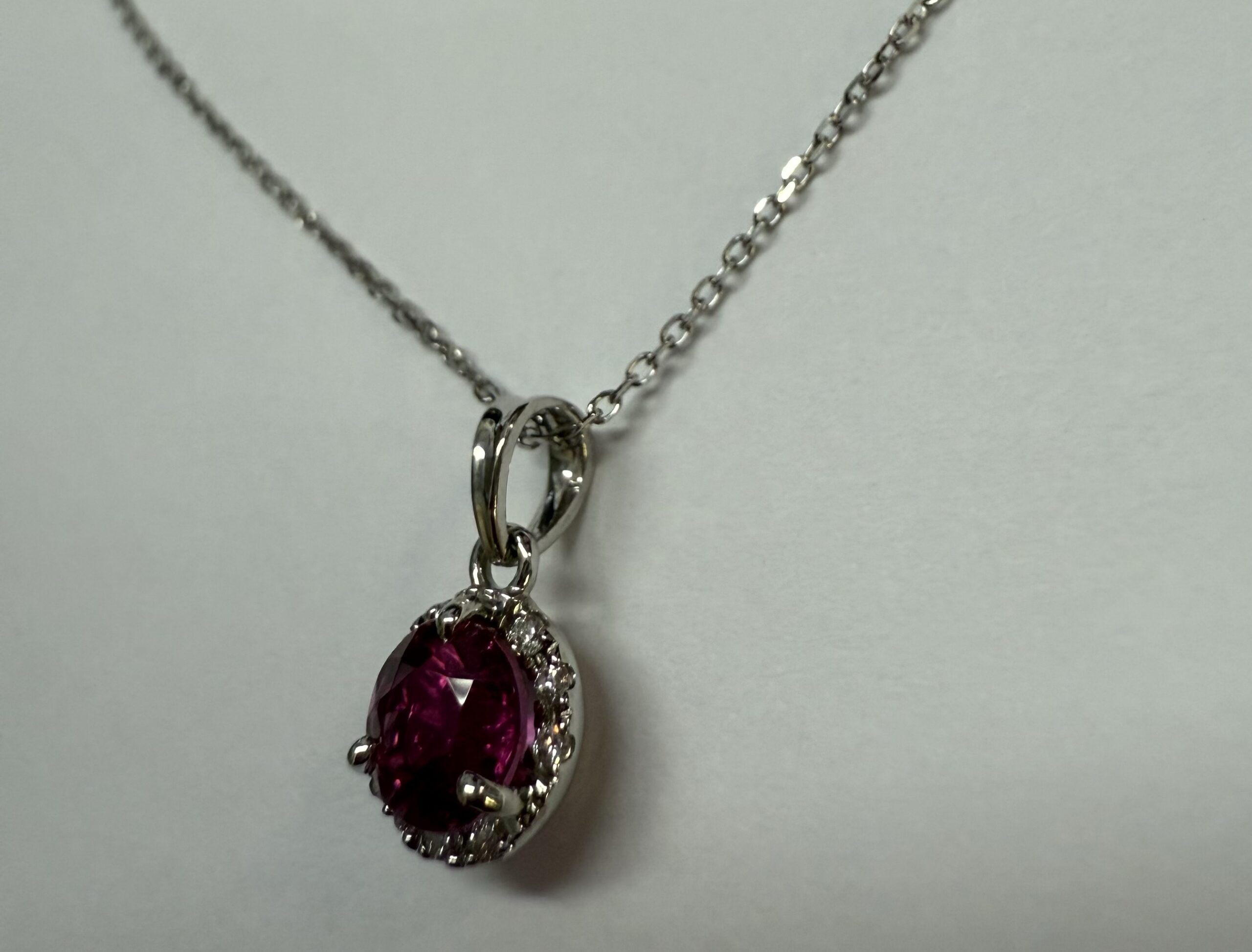14k White Gold Genuine 1.20 Carat Pink Tourmaline & Diamond Halo Pendant - Image 53