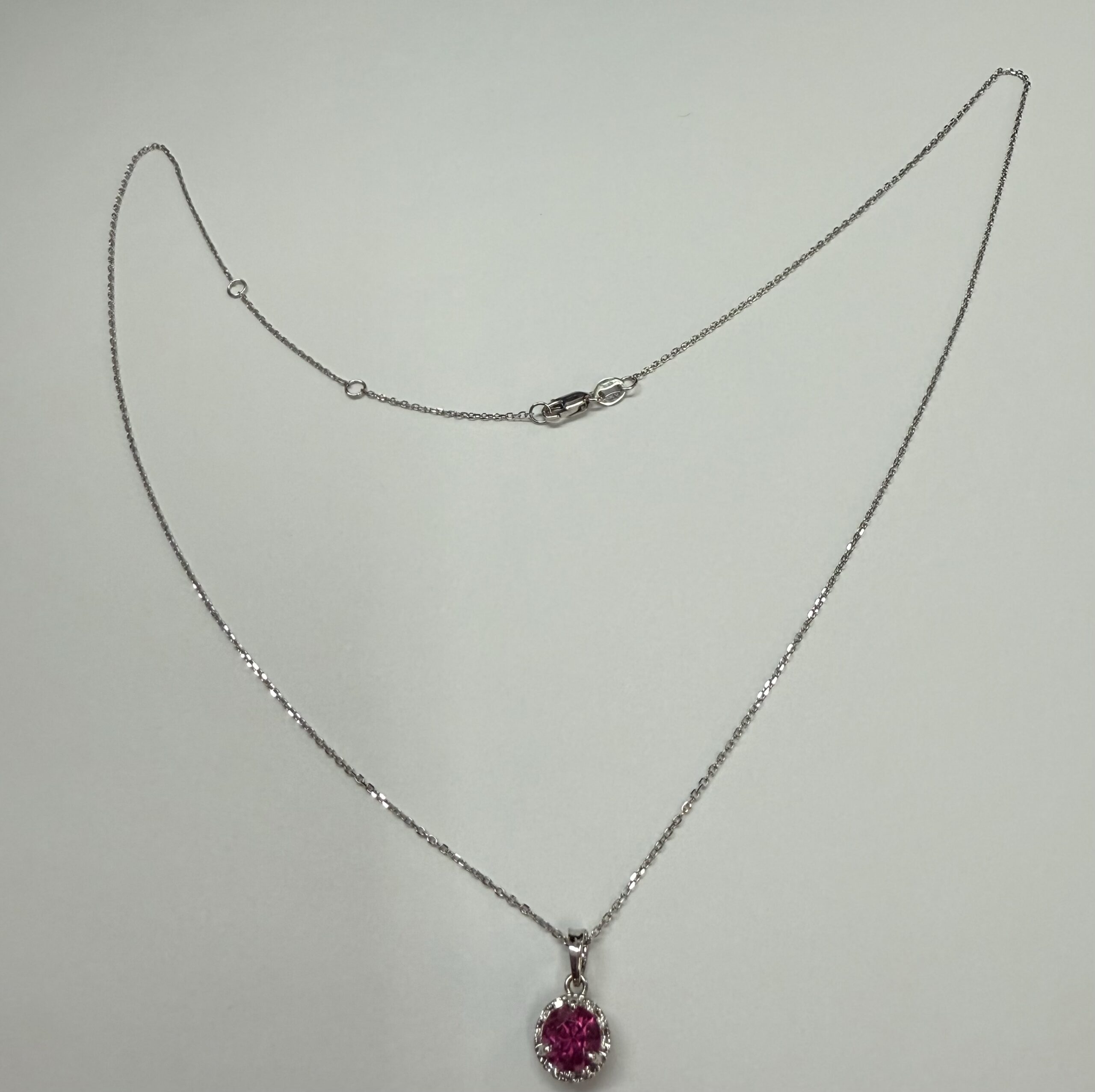 14k White Gold Genuine 1.20 Carat Pink Tourmaline & Diamond Halo Pendant - Image 44