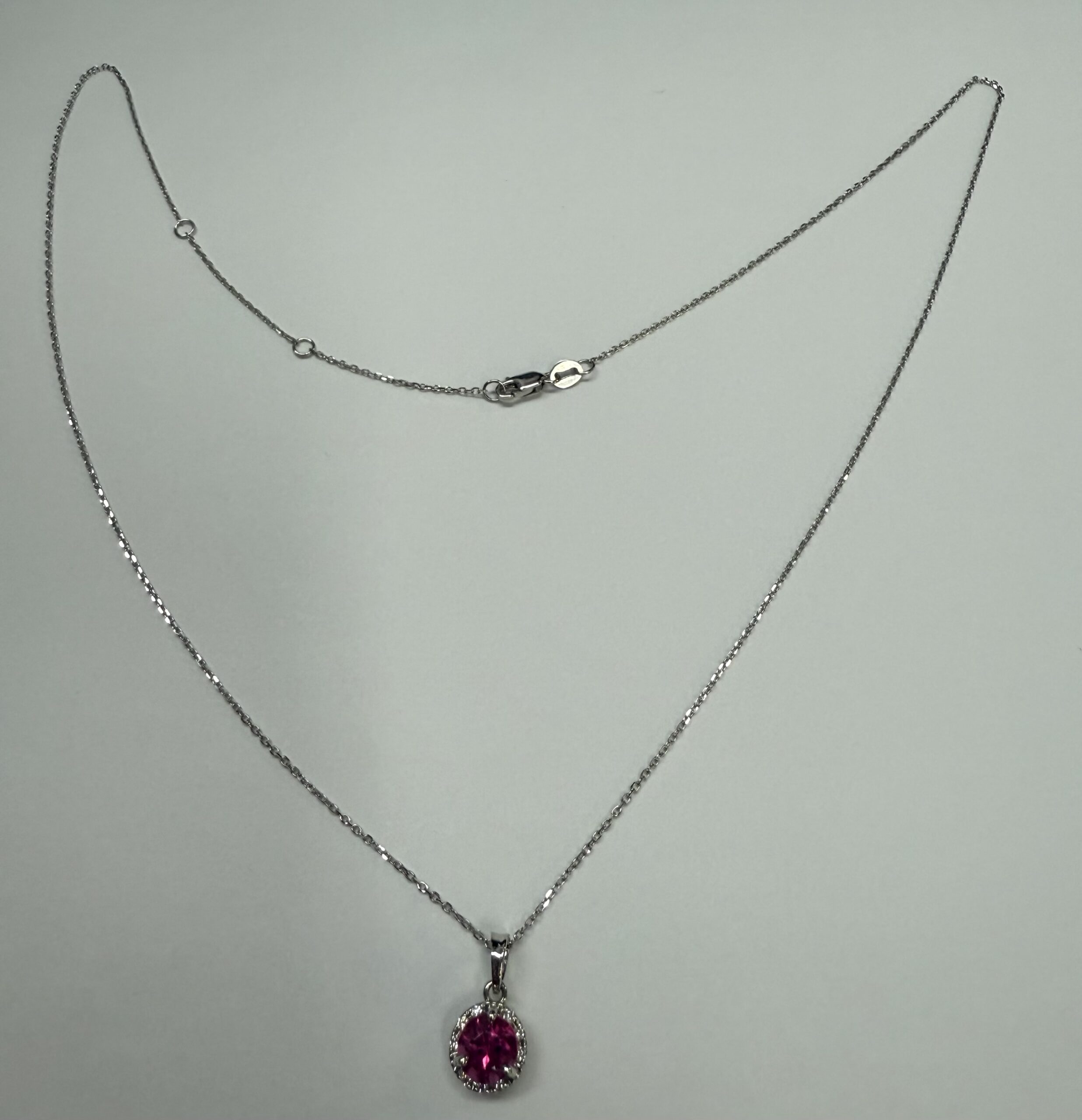 14k White Gold Genuine 1.20 Carat Pink Tourmaline & Diamond Halo Pendant - Image 42