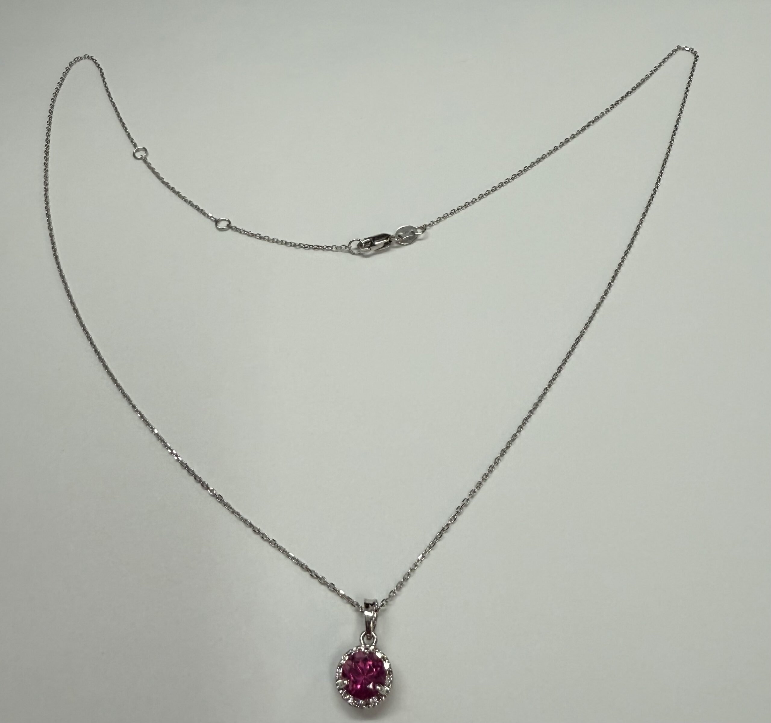 14k White Gold Genuine 1.20 Carat Pink Tourmaline & Diamond Halo Pendant - Image 39