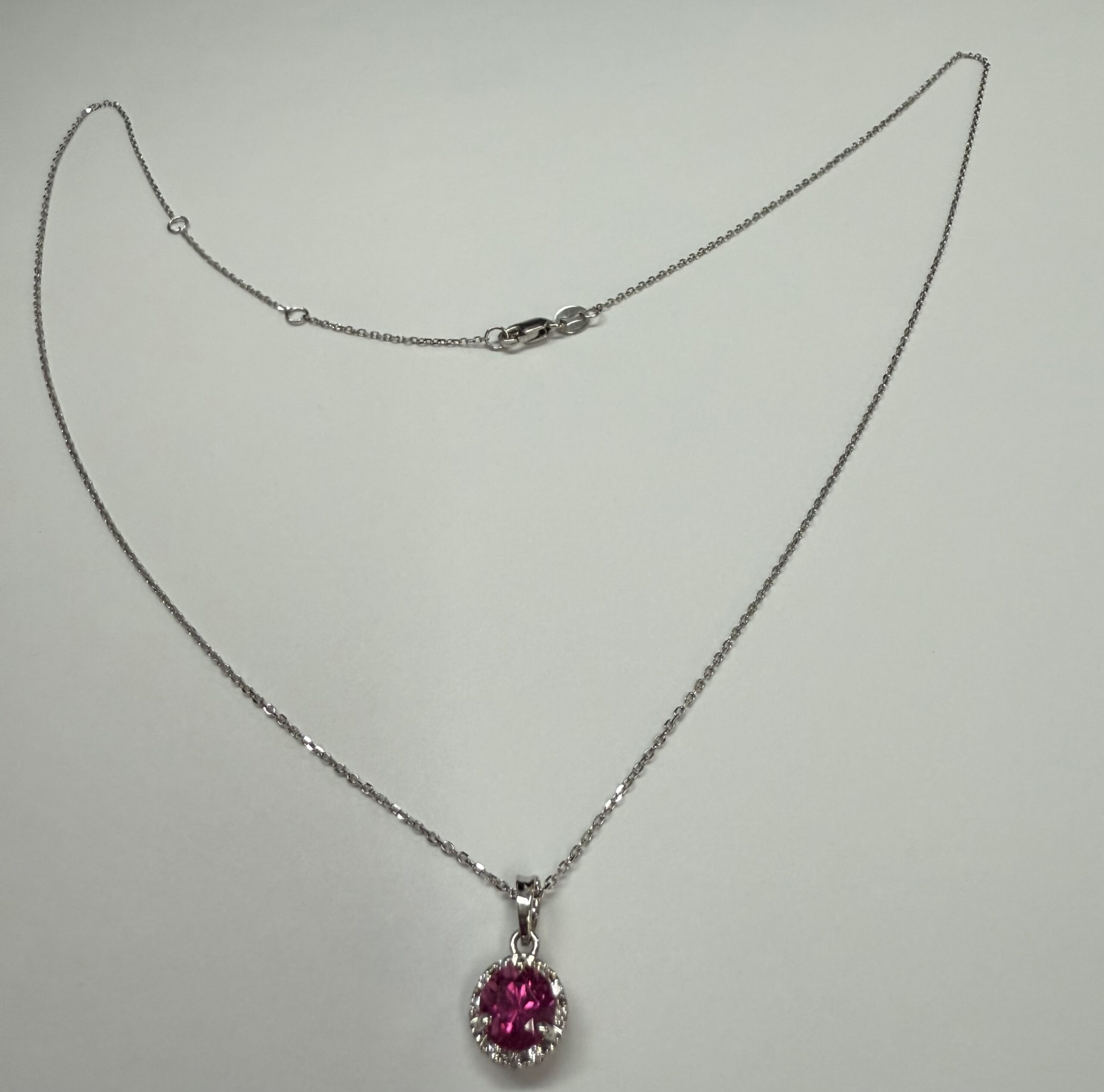 14k White Gold Genuine 1.20 Carat Pink Tourmaline & Diamond Halo Pendant - Image 40