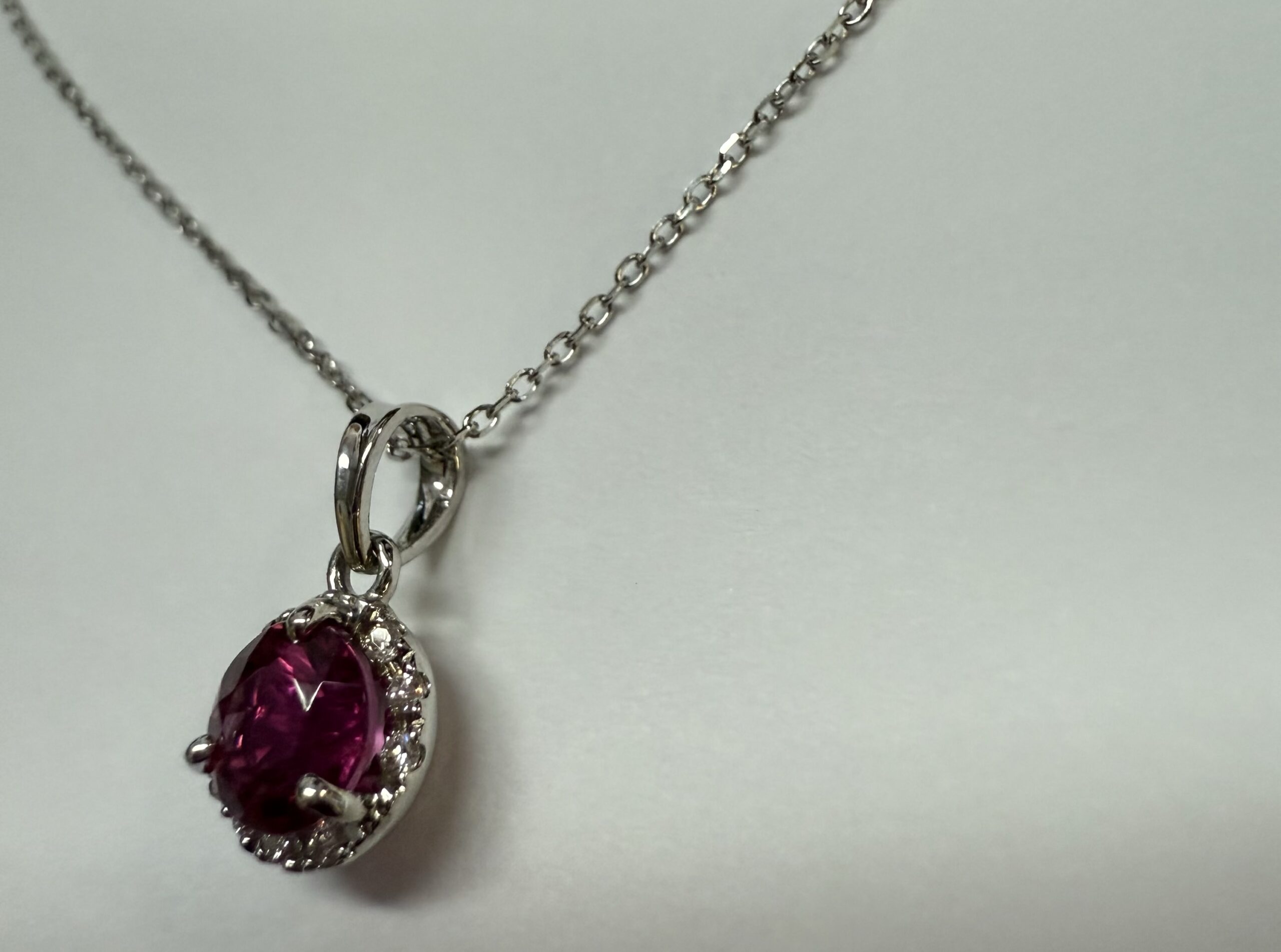 14k White Gold Genuine 1.20 Carat Pink Tourmaline & Diamond Halo Pendant - Image 32