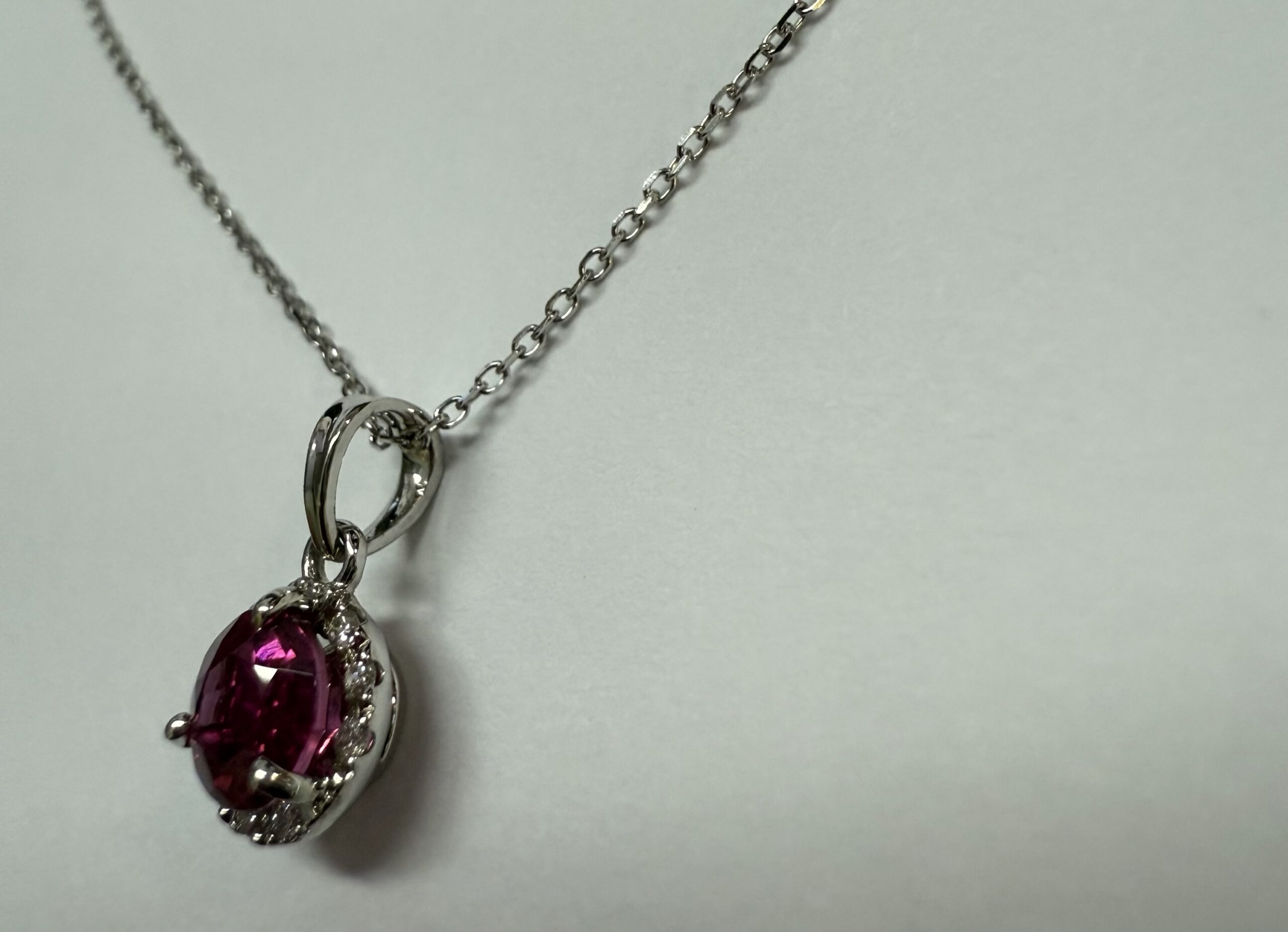 14k White Gold Genuine 1.20 Carat Pink Tourmaline & Diamond Halo Pendant - Image 31