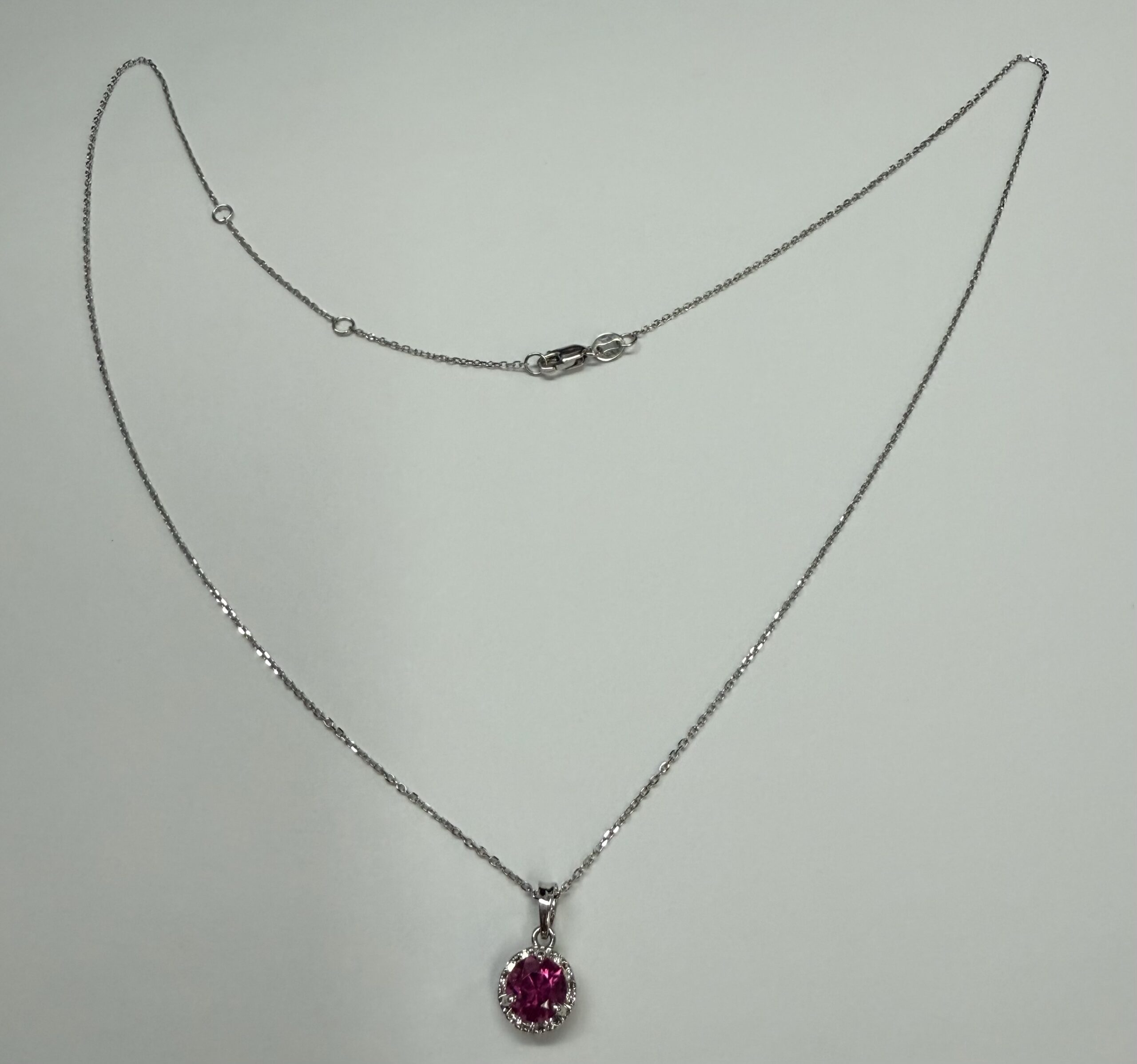 14k White Gold Genuine 1.20 Carat Pink Tourmaline & Diamond Halo Pendant - Image 25