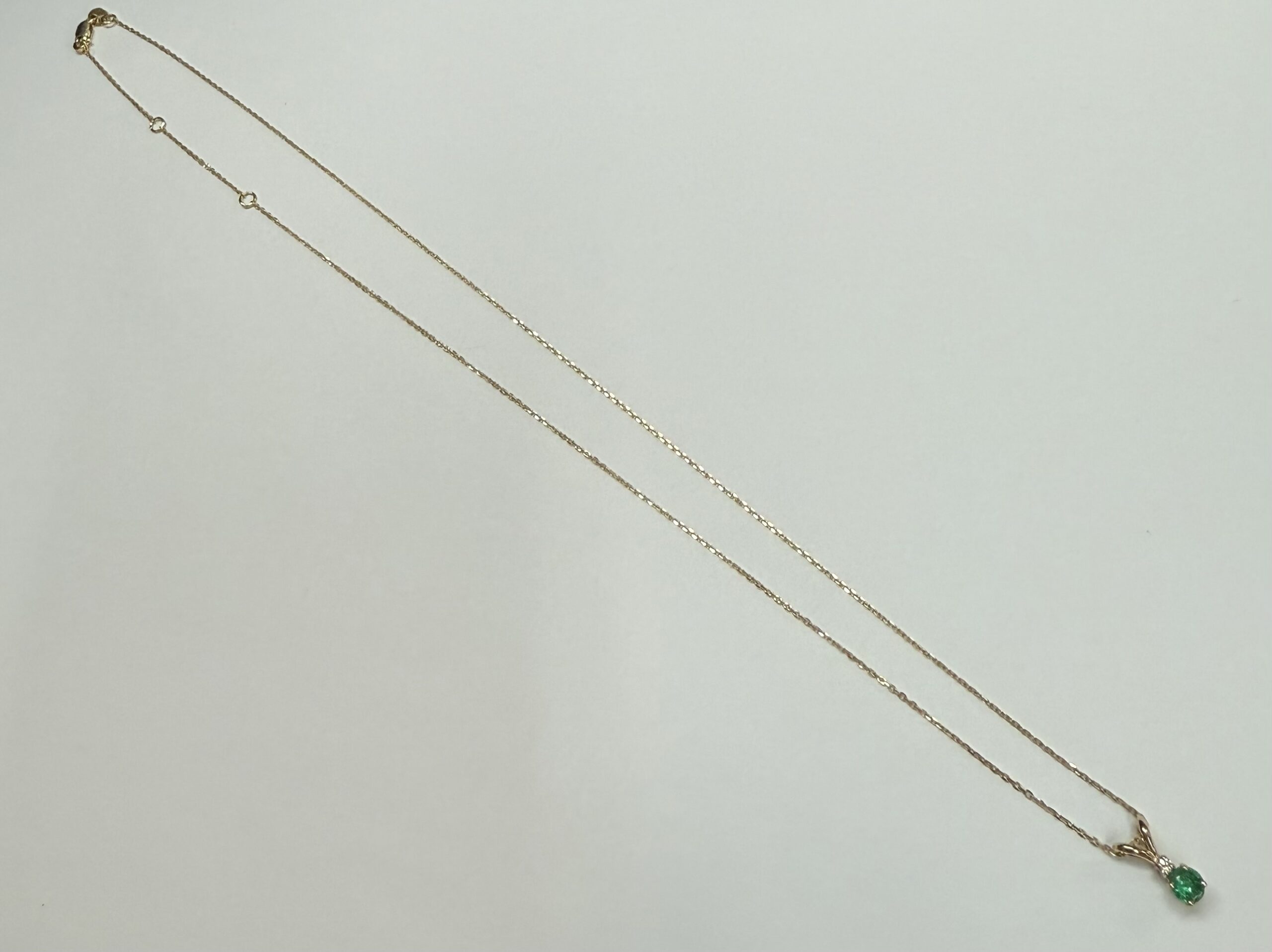 14k Yellow Gold Genuine .26 Cttw Emerald & Diamond Pendant - Image 20