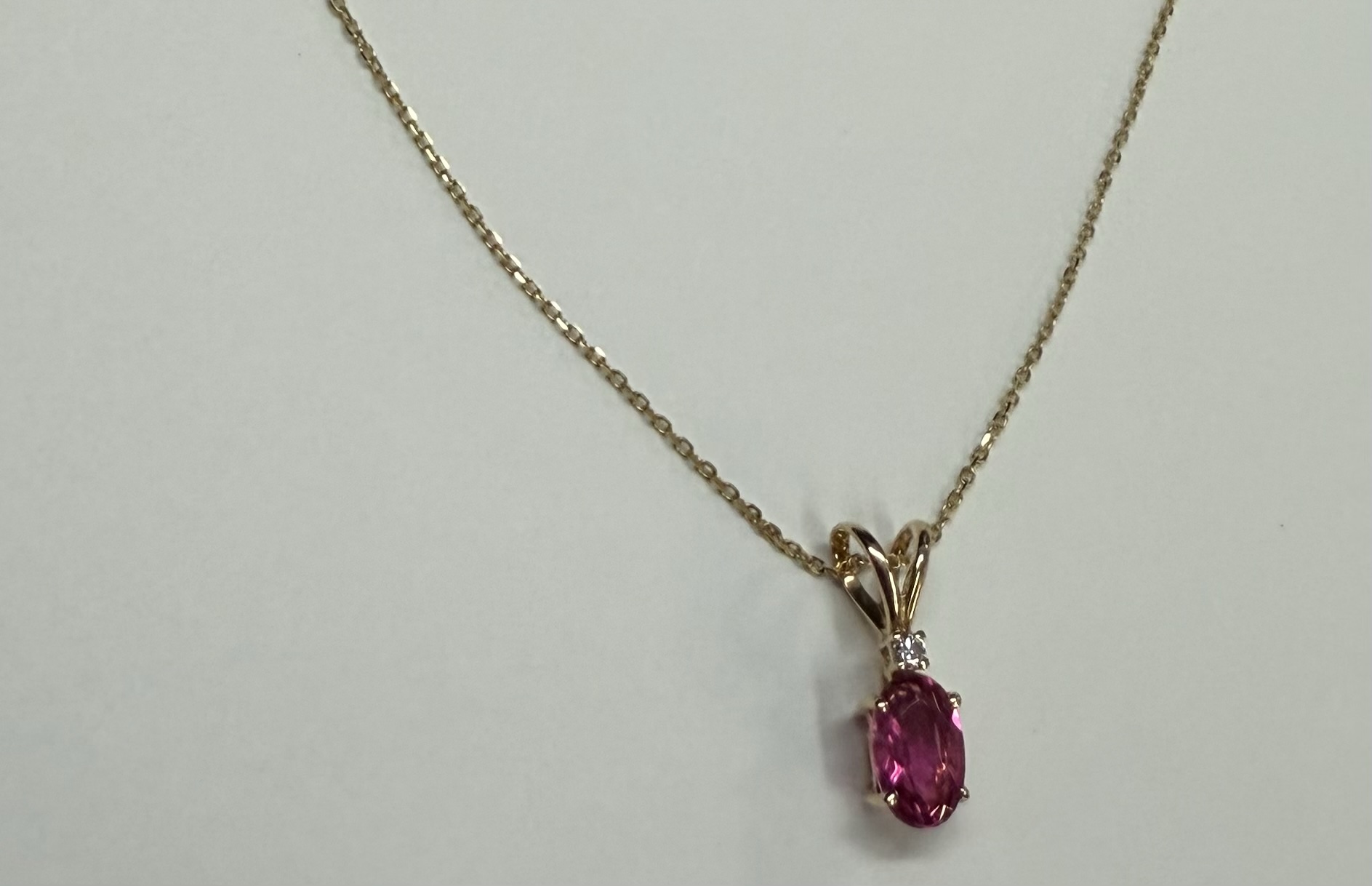 14k Yellow Gold Genuine .69 Pink Tourmaline & Diamond Pendant - Image 3