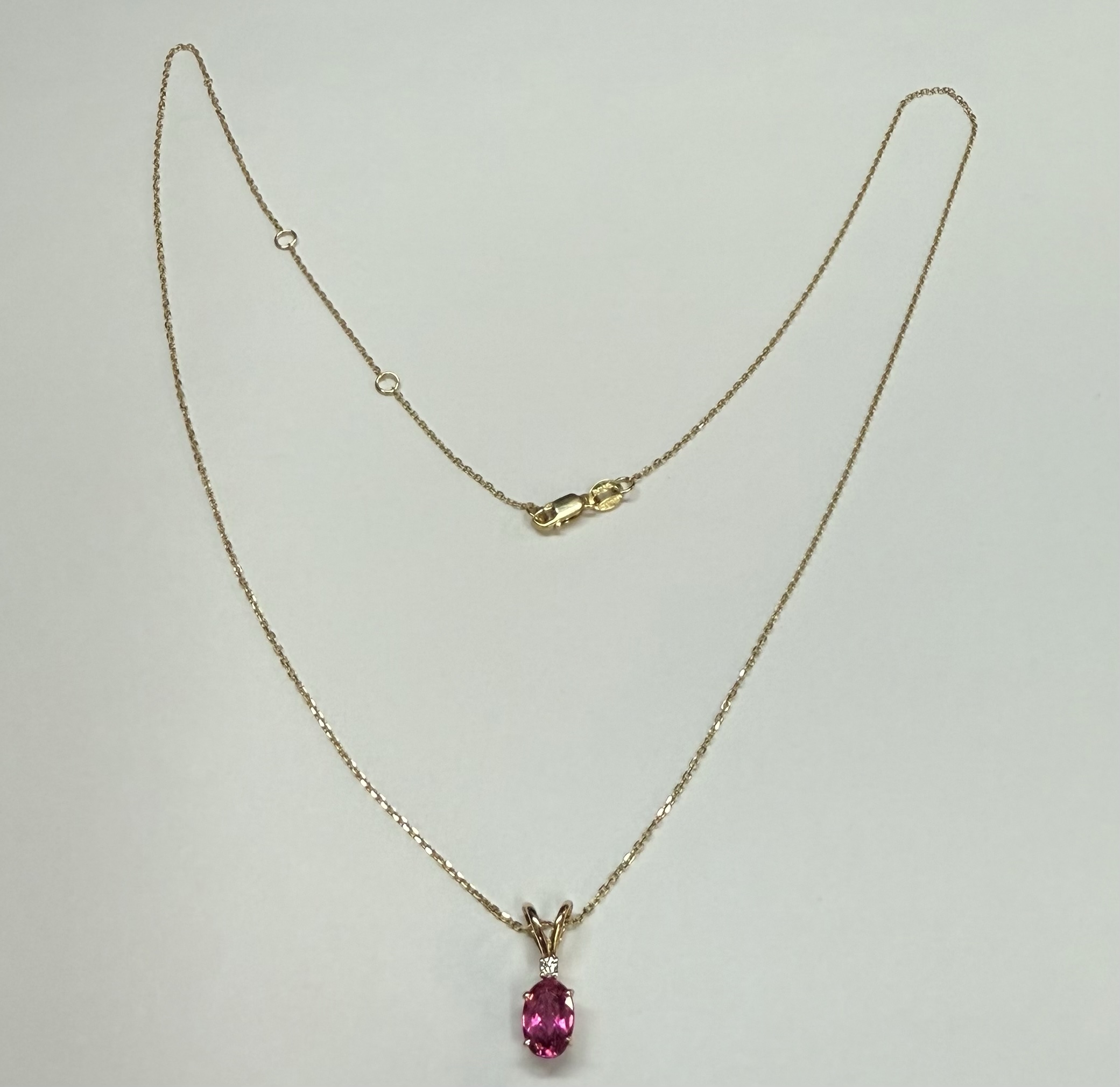 14k Yellow Gold Genuine .69 Pink Tourmaline & Diamond Pendant - Image 5