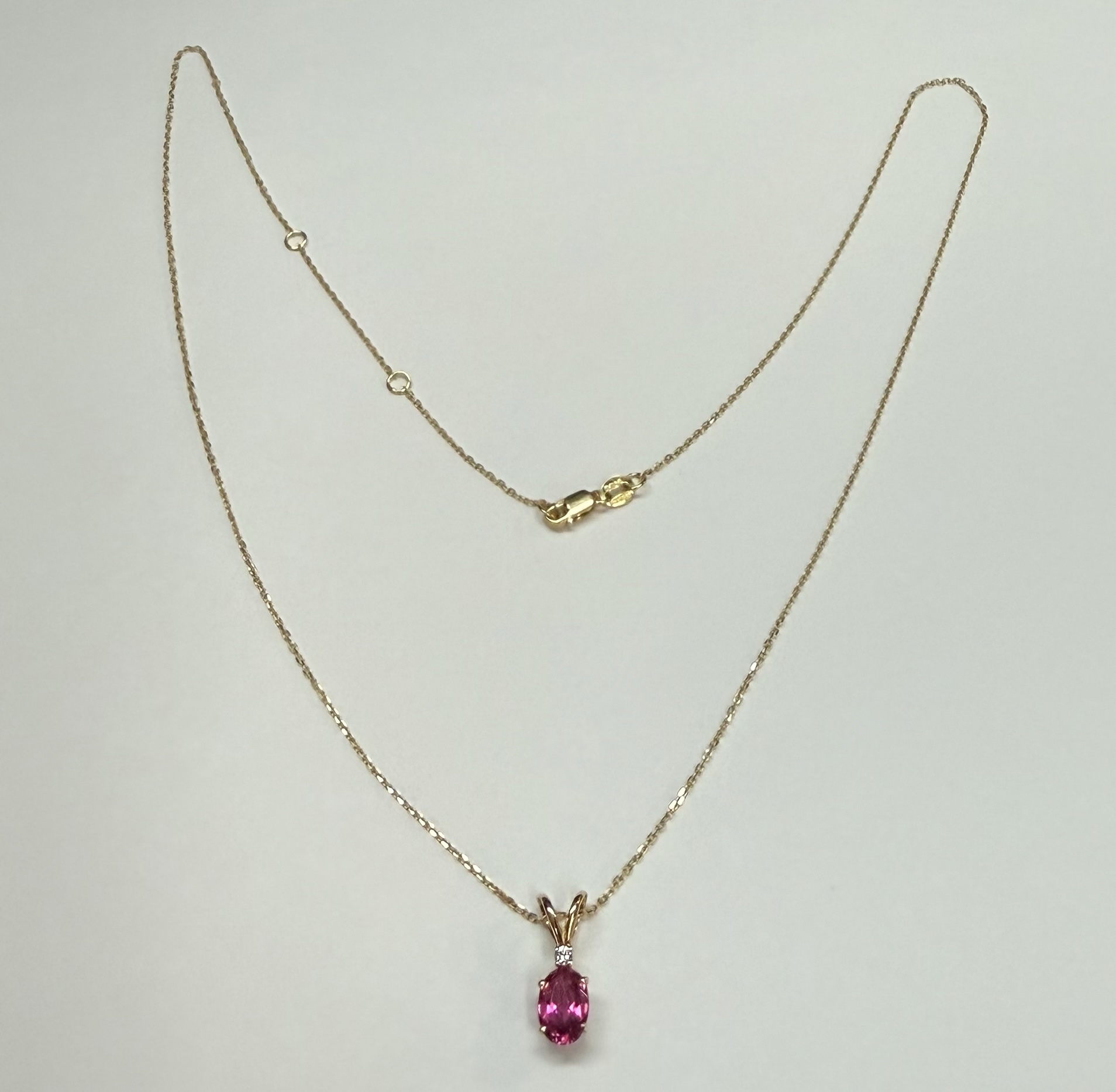 14k Yellow Gold Genuine .69 Pink Tourmaline & Diamond Pendant - Image 6